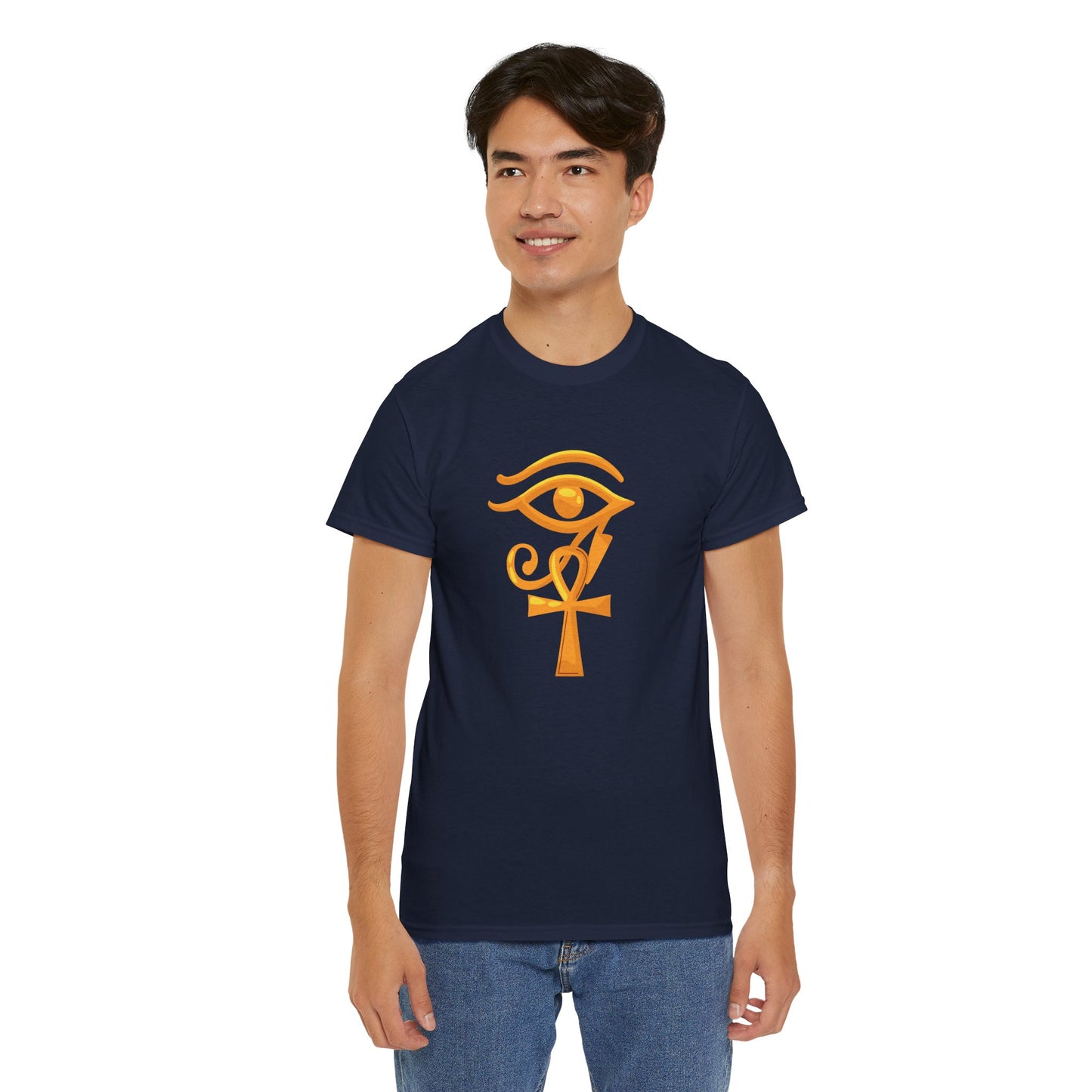 Unisex Heavy Cotton Tee- Eye of Horus Ankh
