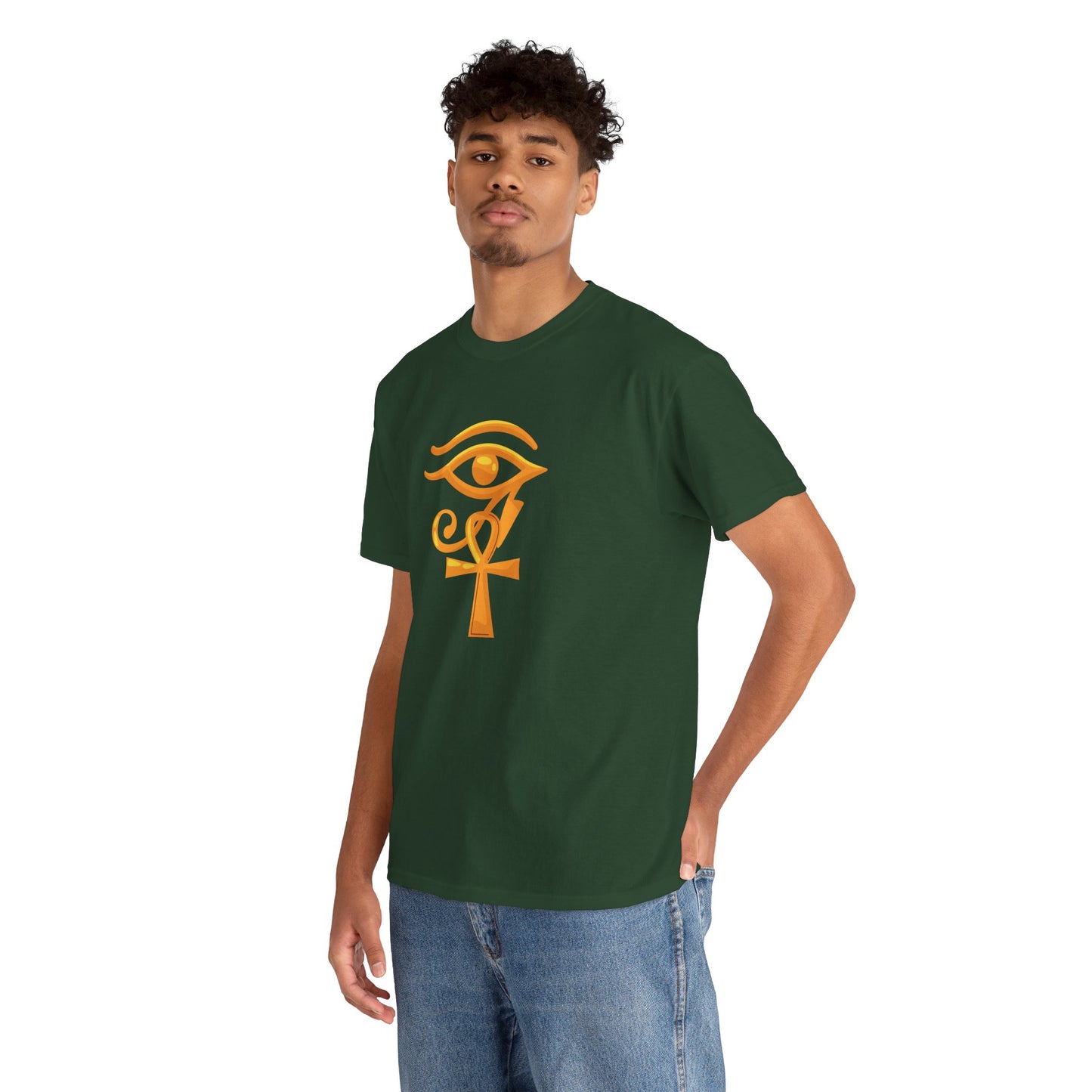 Unisex Heavy Cotton Tee- Eye of Horus Ankh