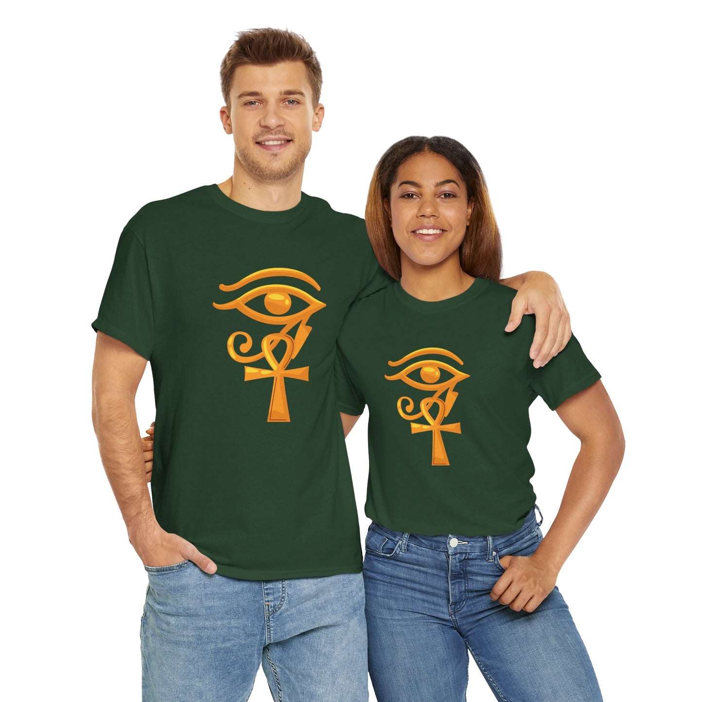 Unisex Heavy Cotton Tee- Eye of Horus Ankh