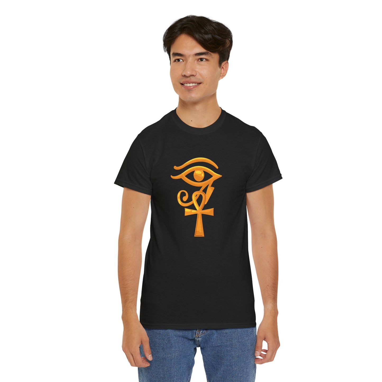 Unisex Heavy Cotton Tee- Eye of Horus Ankh