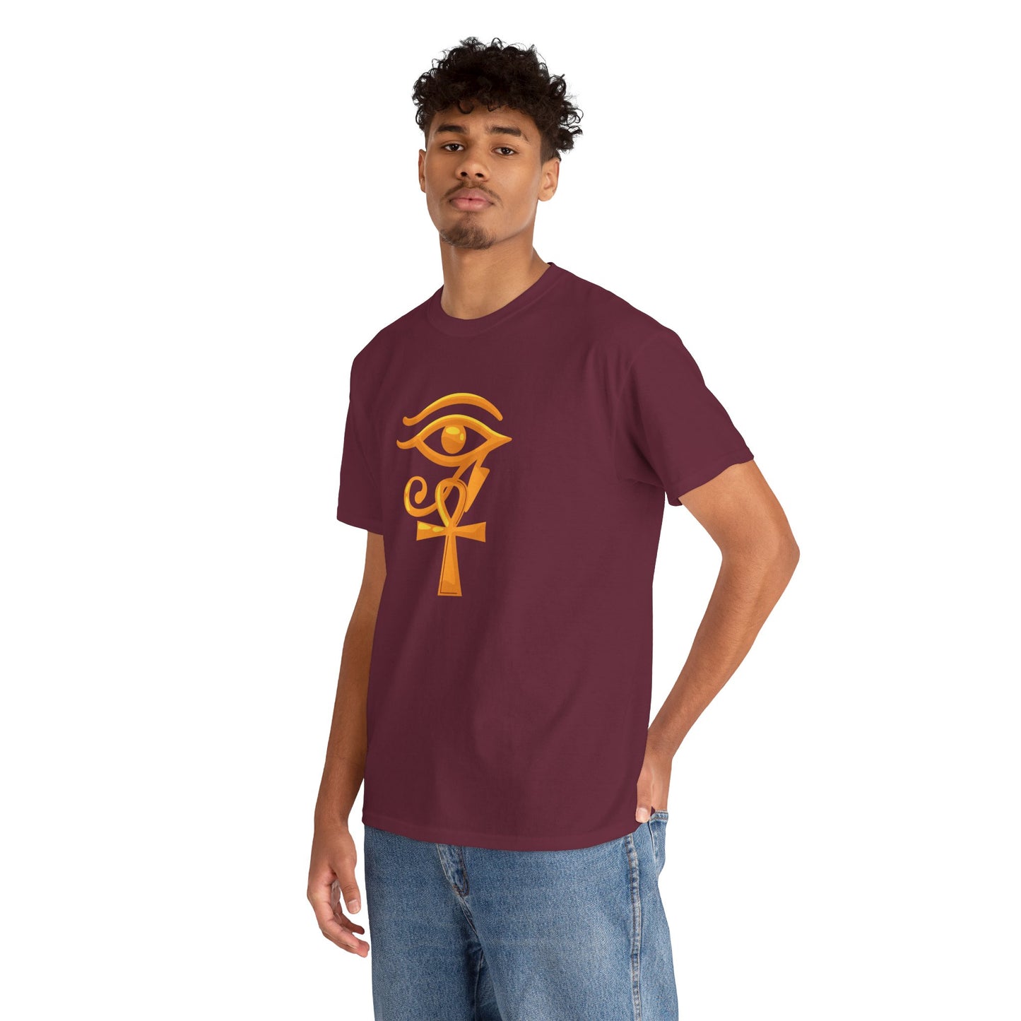 Unisex Heavy Cotton Tee- Eye of Horus Ankh