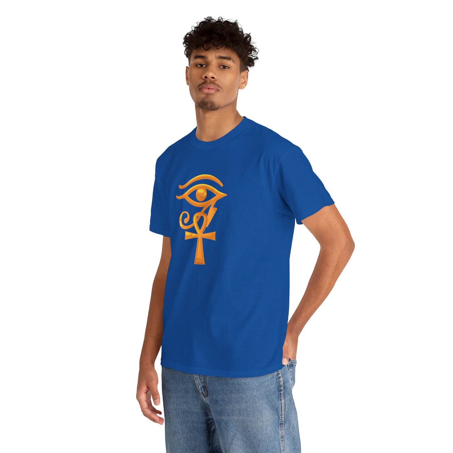 Unisex Heavy Cotton Tee- Eye of Horus Ankh