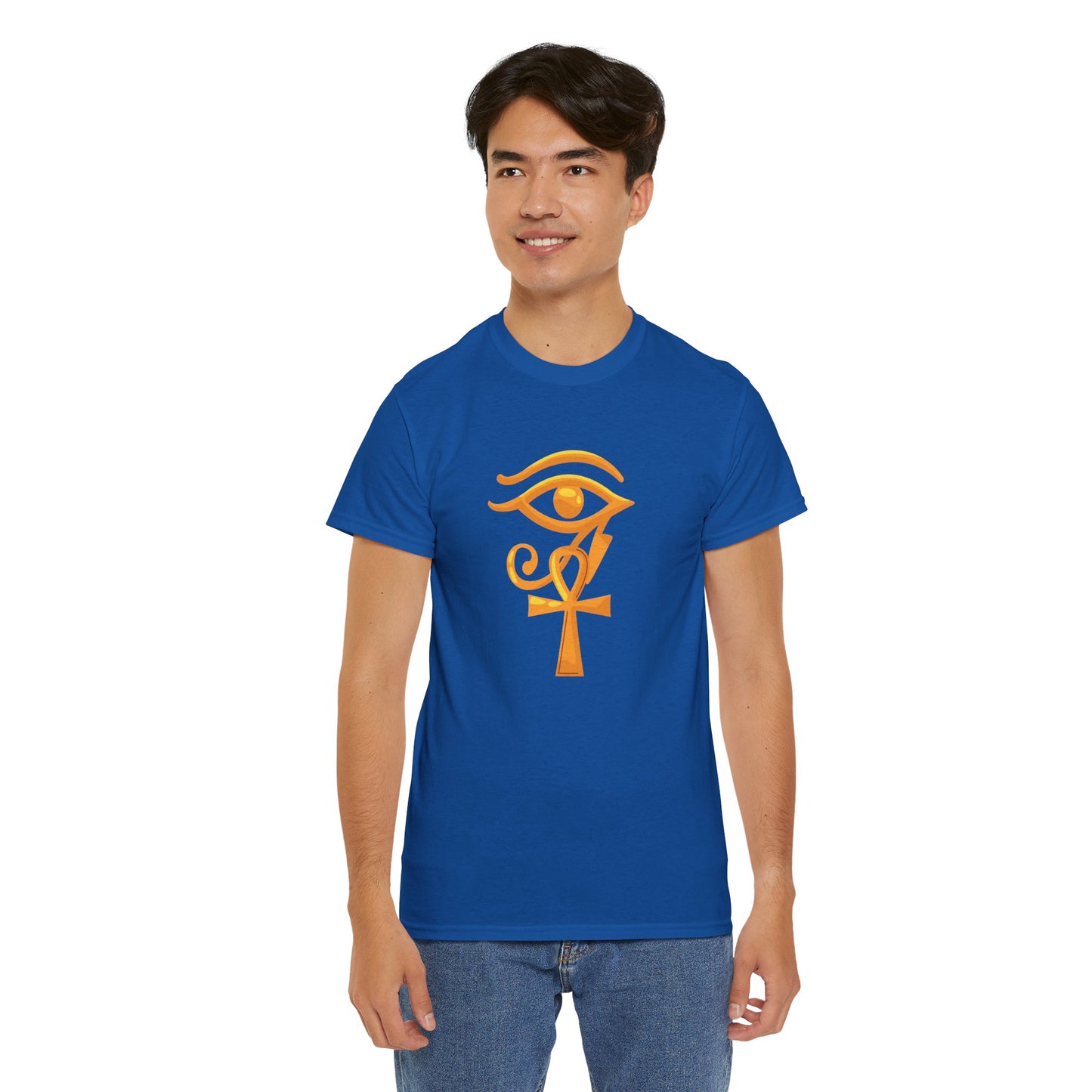Unisex Heavy Cotton Tee- Eye of Horus Ankh