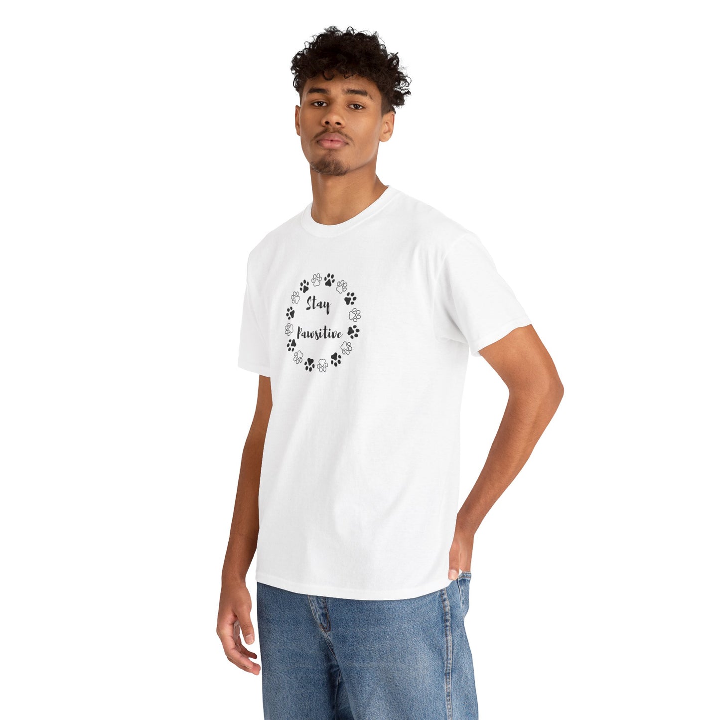 Unisex Heavy Cotton Tee- Stay Pawsitive