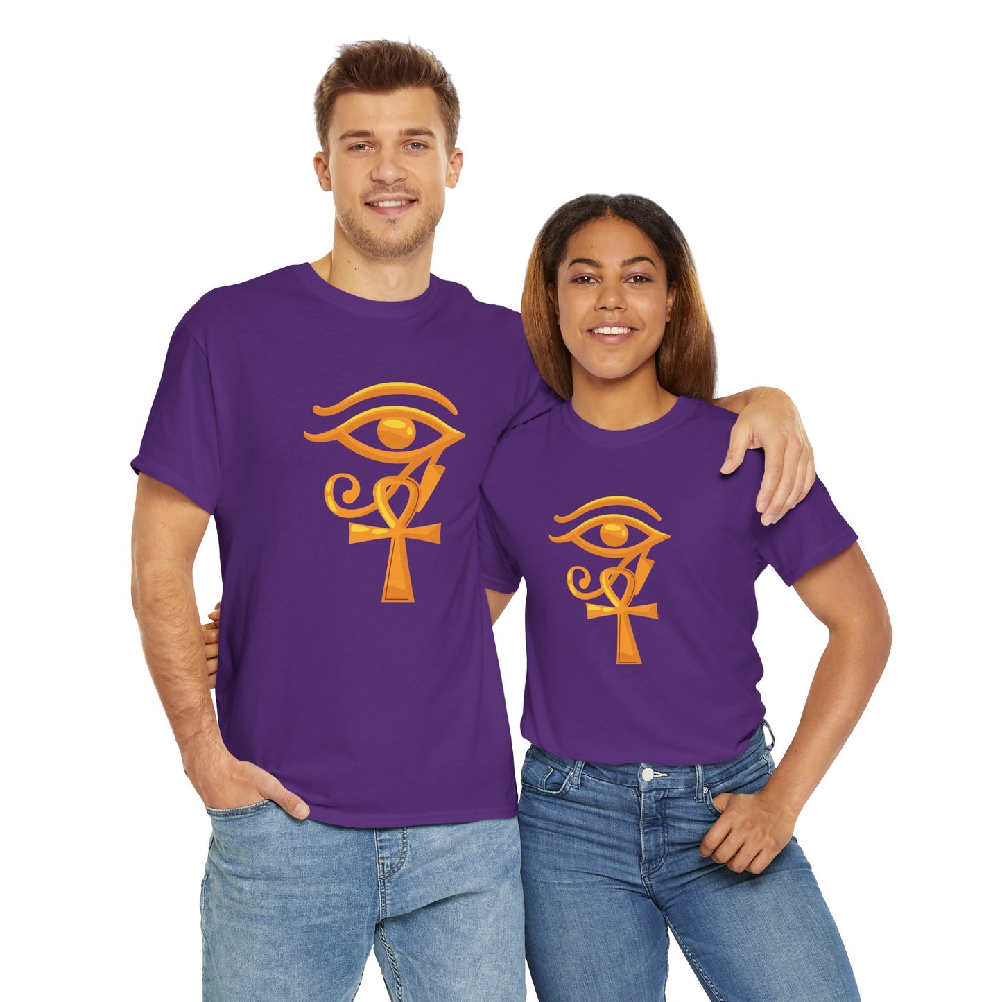 Unisex Heavy Cotton Tee- Eye of Horus Ankh