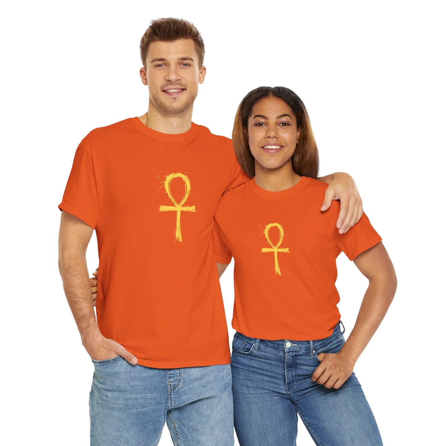 Unisex Heavy Cotton Tee-Golden Ankh