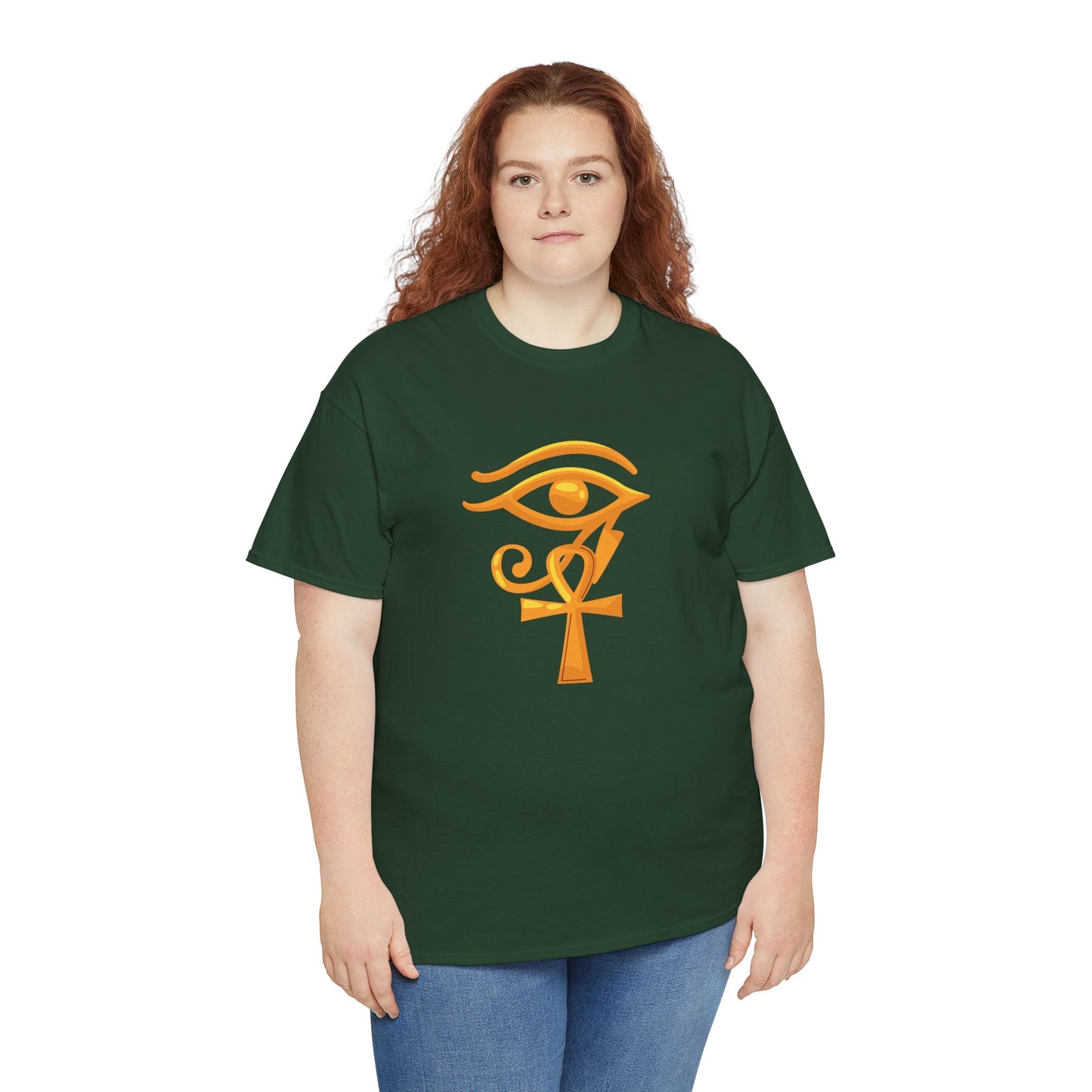 Unisex Heavy Cotton Tee- Eye of Horus Ankh