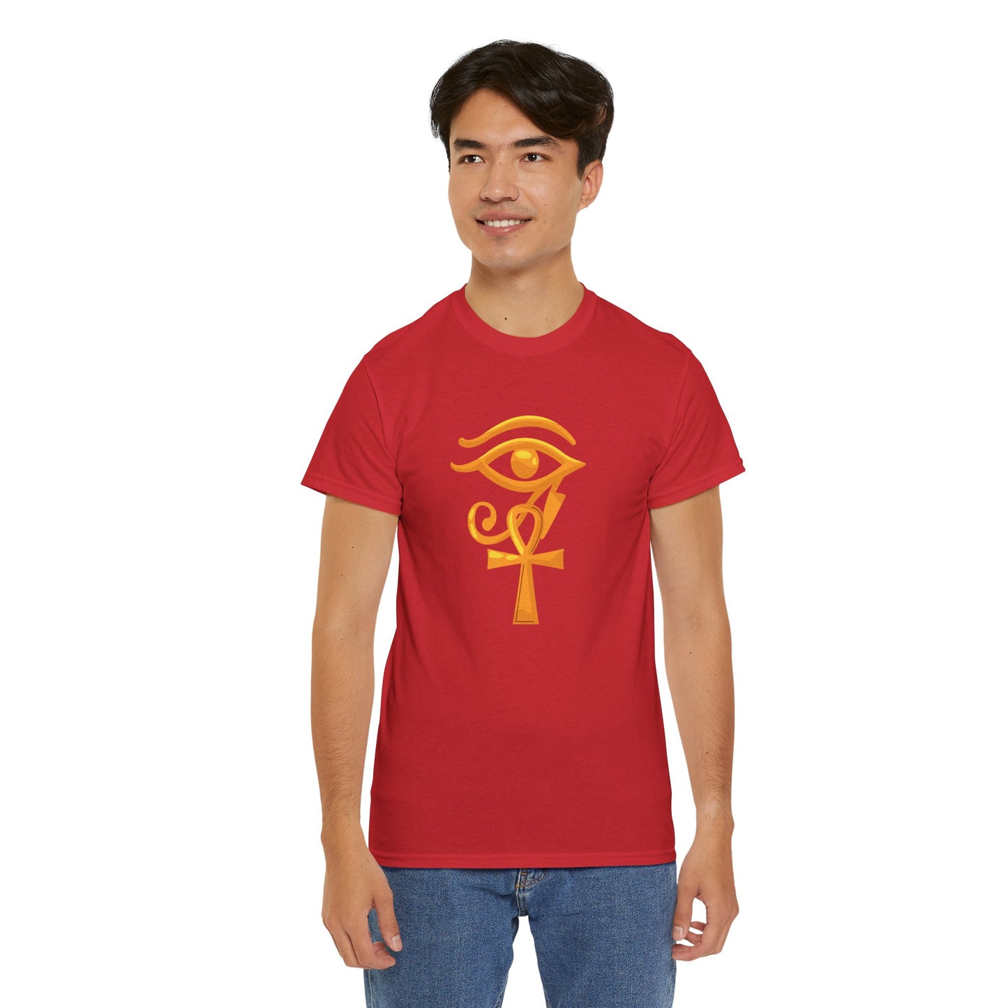 Unisex Heavy Cotton Tee- Eye of Horus Ankh