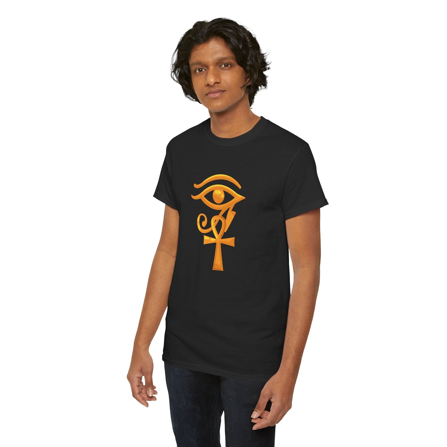 Unisex Heavy Cotton Tee- Eye of Horus Ankh