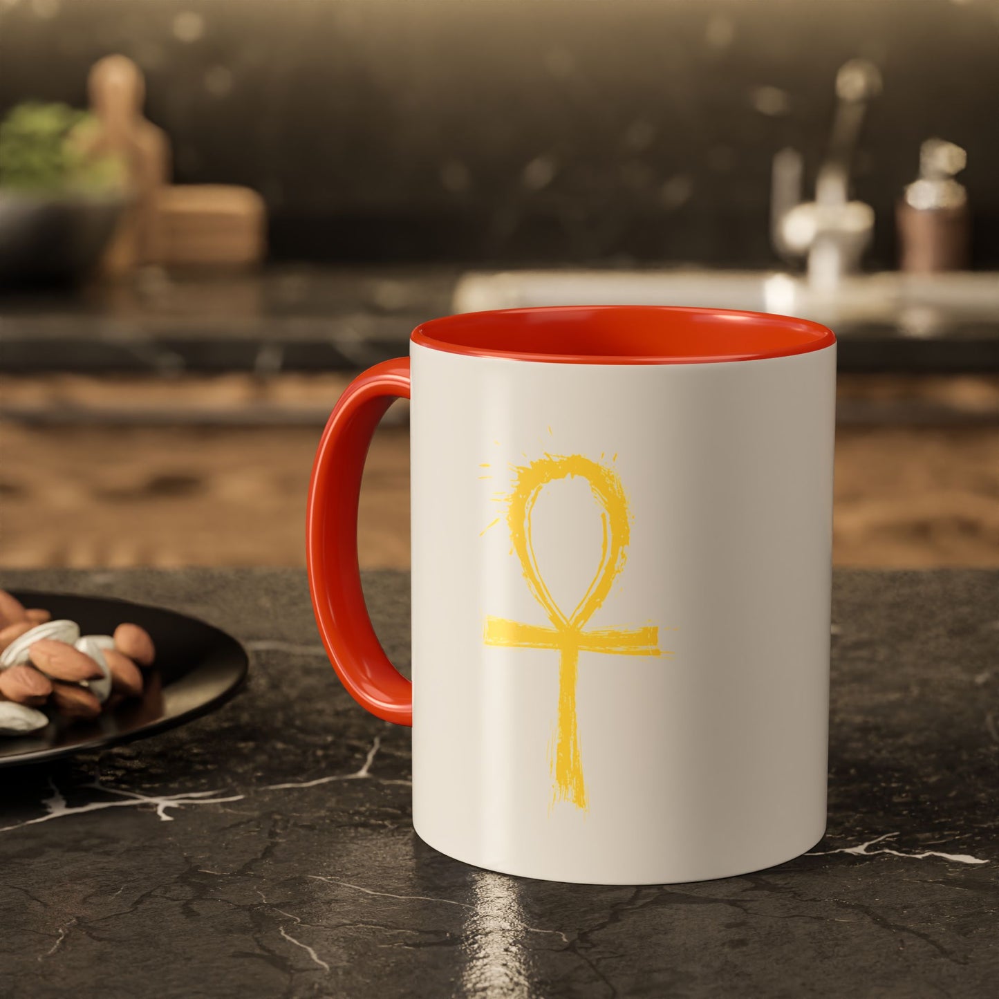 Colorful Mugs, 11oz-Golden Ankh