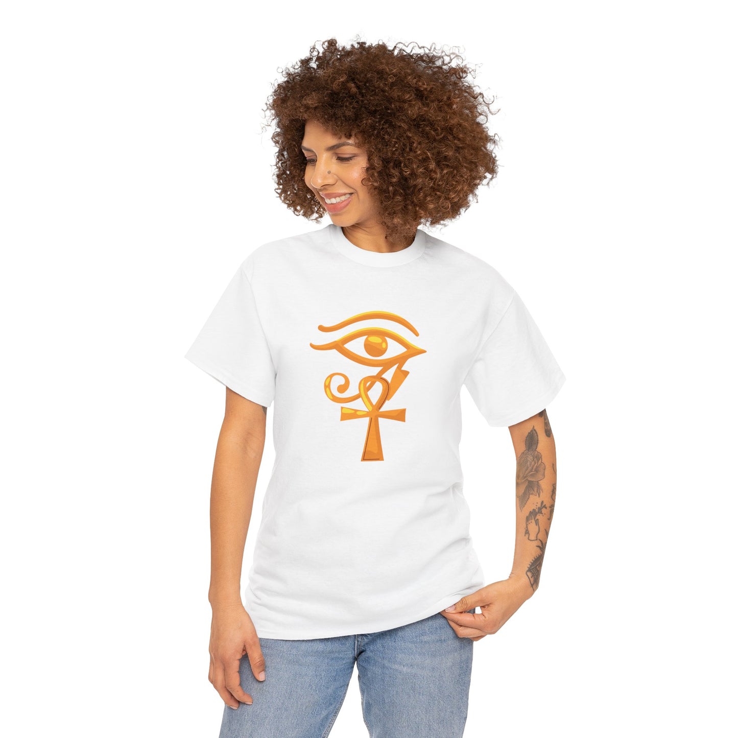 Unisex Heavy Cotton Tee- Eye of Horus Ankh