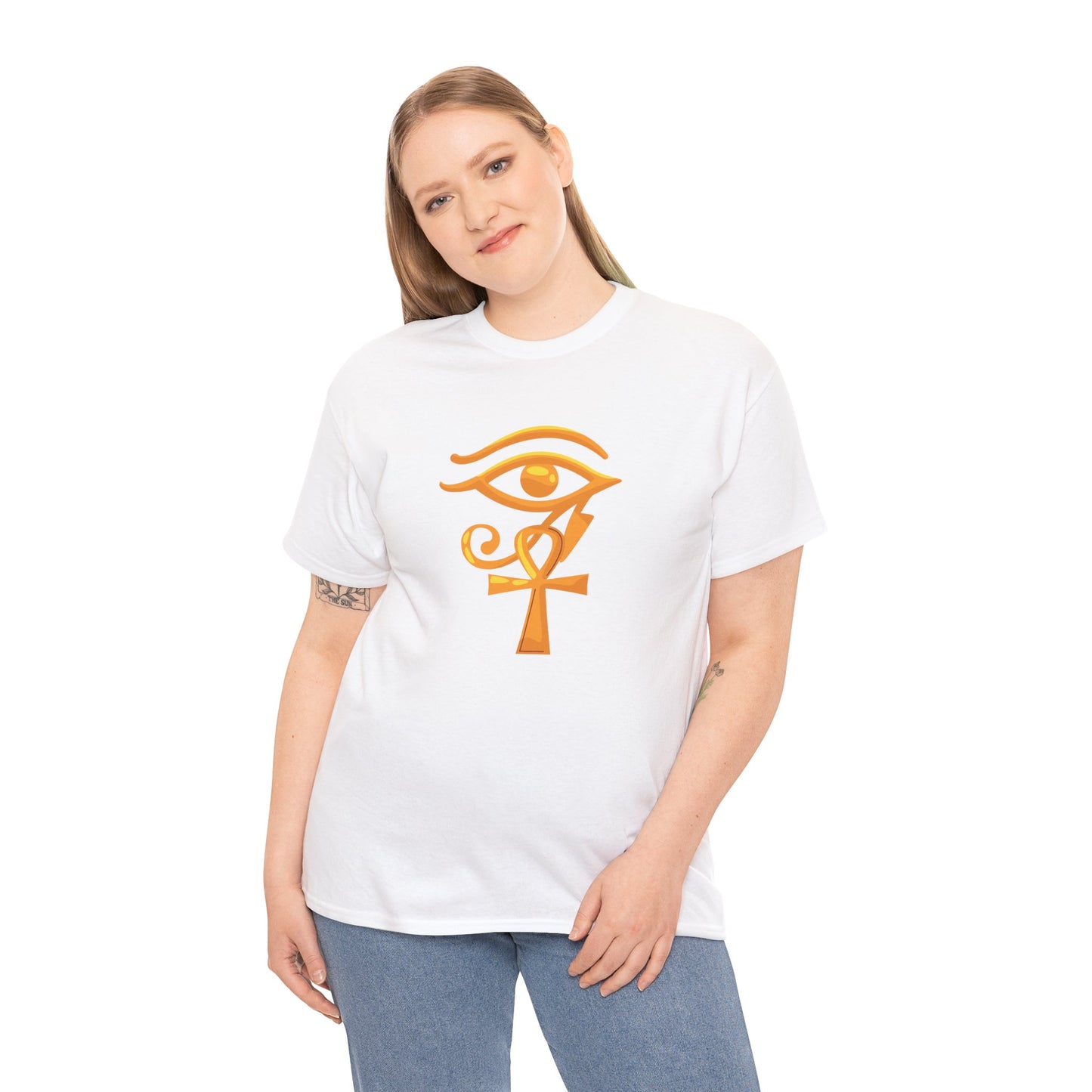 Unisex Heavy Cotton Tee- Eye of Horus Ankh