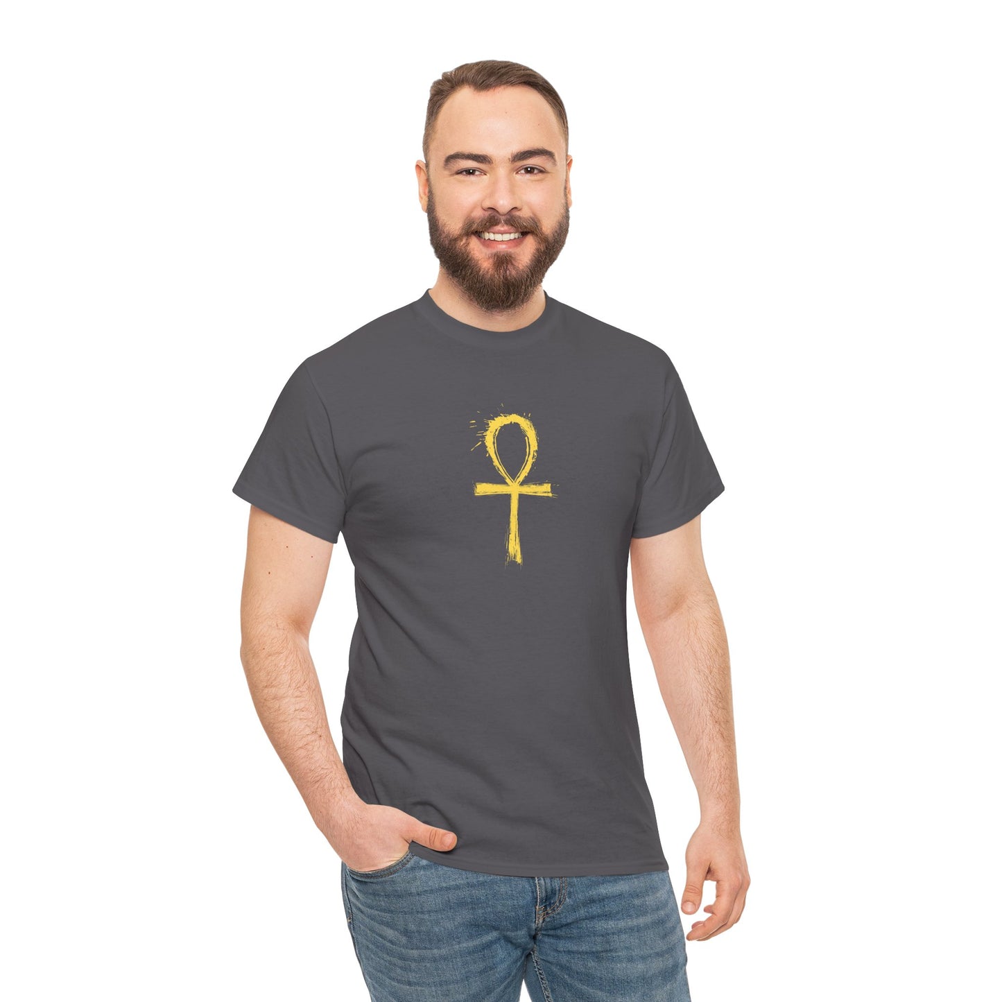 Unisex Heavy Cotton Tee-Golden Ankh