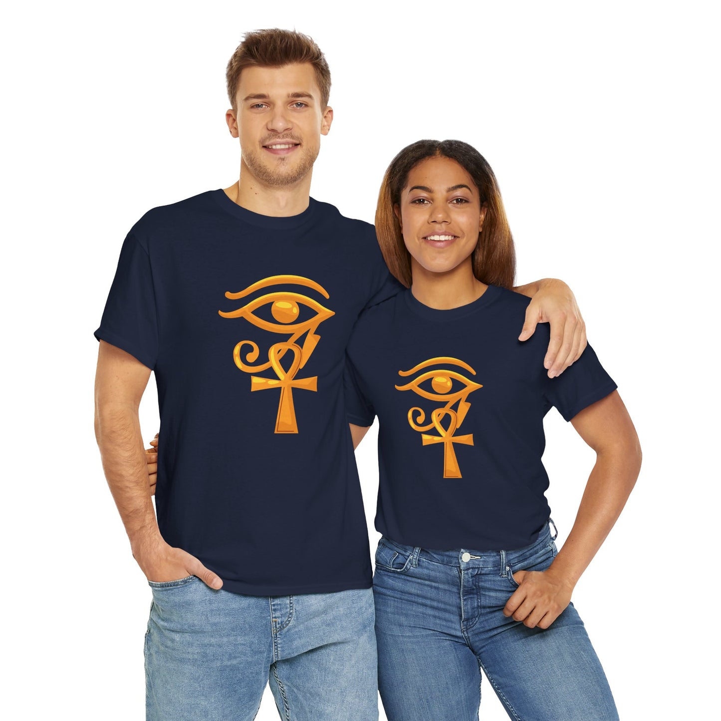 Unisex Heavy Cotton Tee- Eye of Horus Ankh