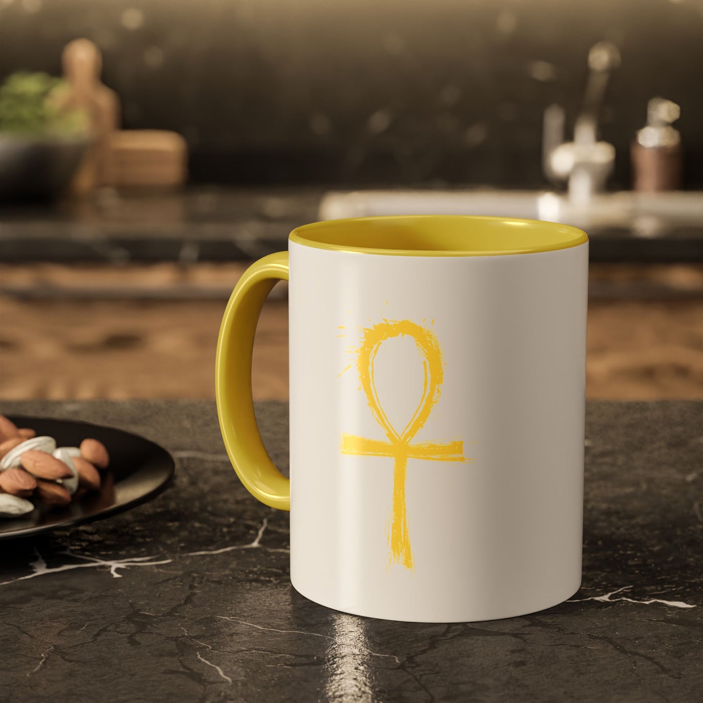 Colorful Mugs, 11oz-Golden Ankh