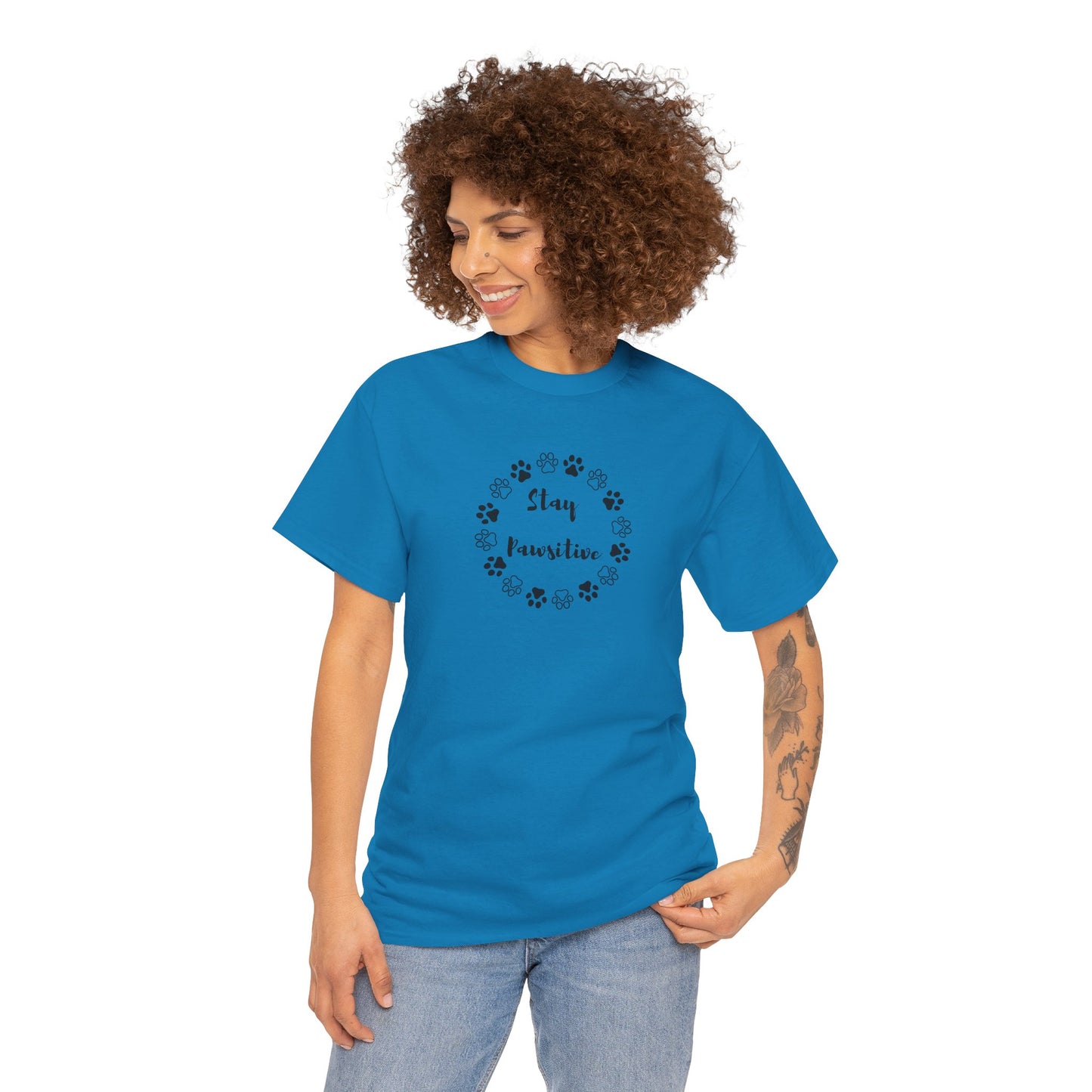 Unisex Heavy Cotton Tee- Stay Pawsitive