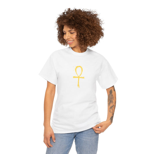 Unisex Heavy Cotton Tee-Golden Ankh