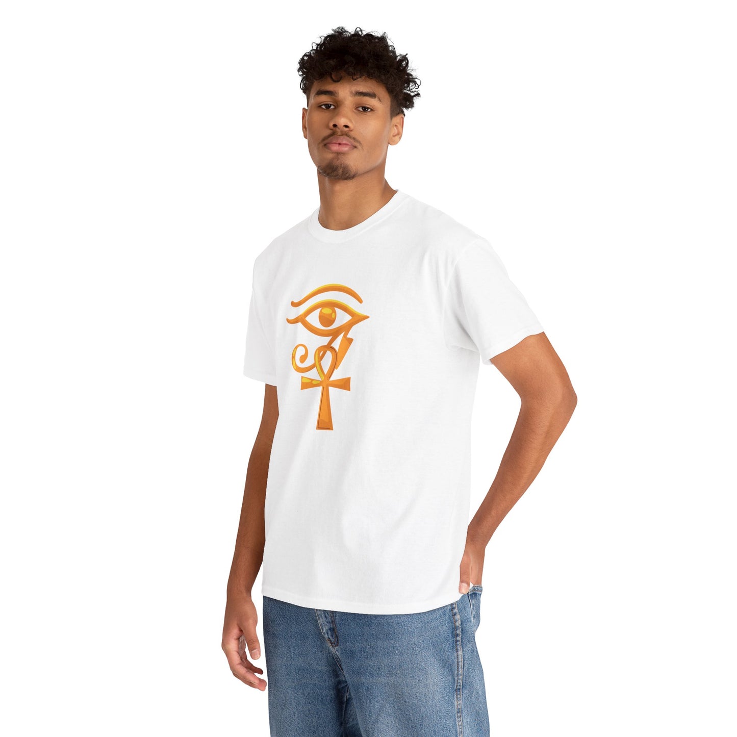 Unisex Heavy Cotton Tee- Eye of Horus Ankh