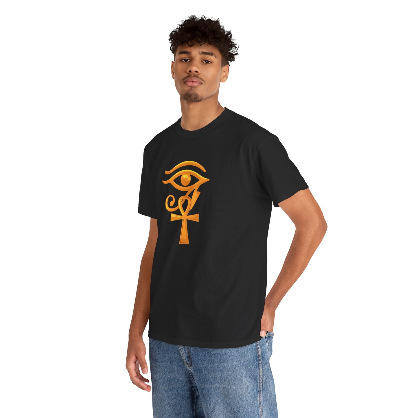 Unisex Heavy Cotton Tee- Eye of Horus Ankh