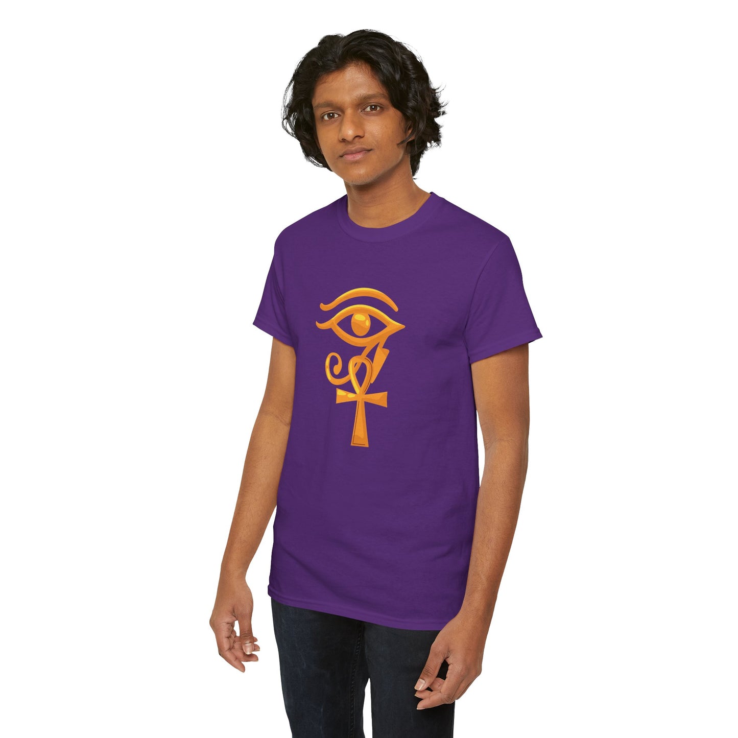 Unisex Heavy Cotton Tee- Eye of Horus Ankh