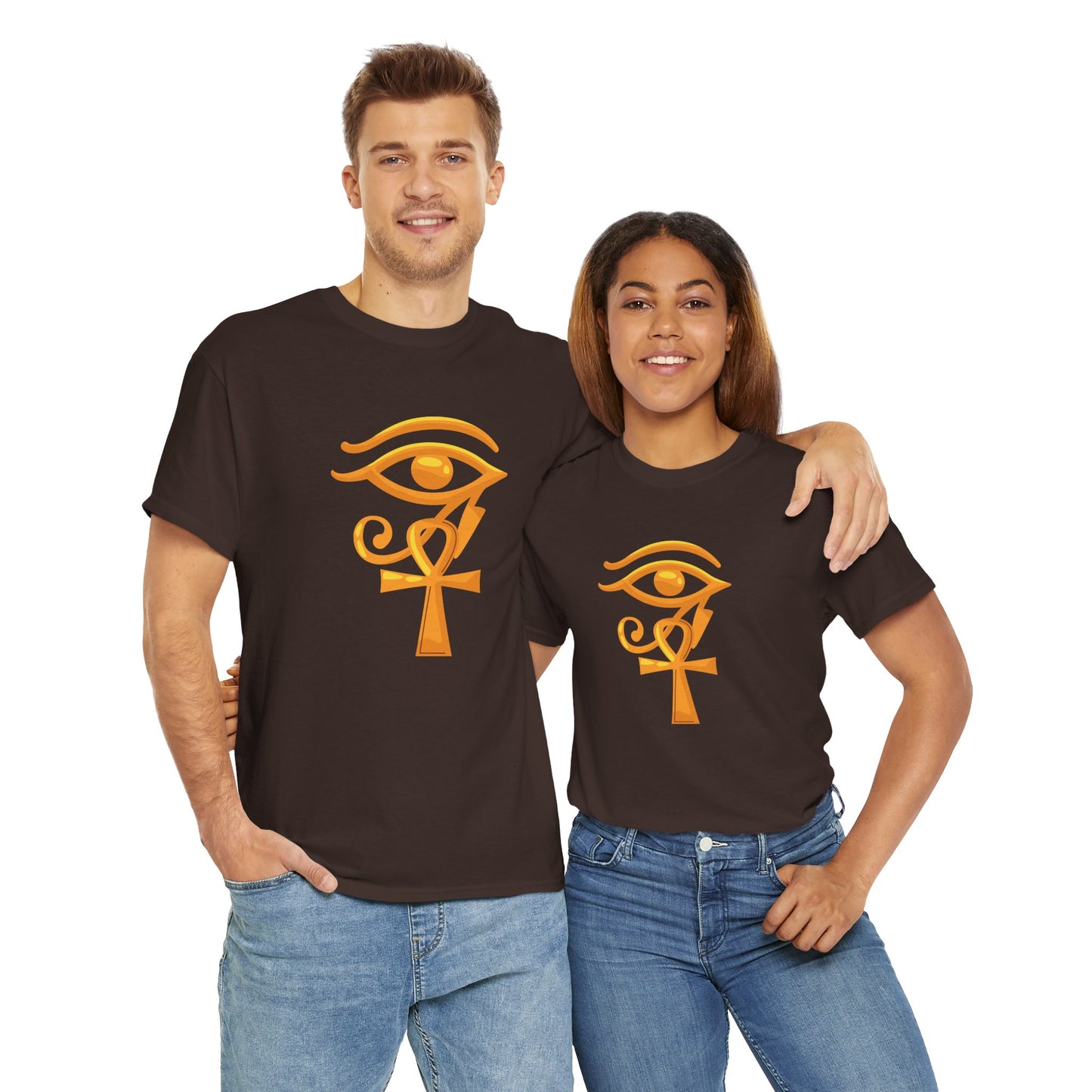Unisex Heavy Cotton Tee- Eye of Horus Ankh