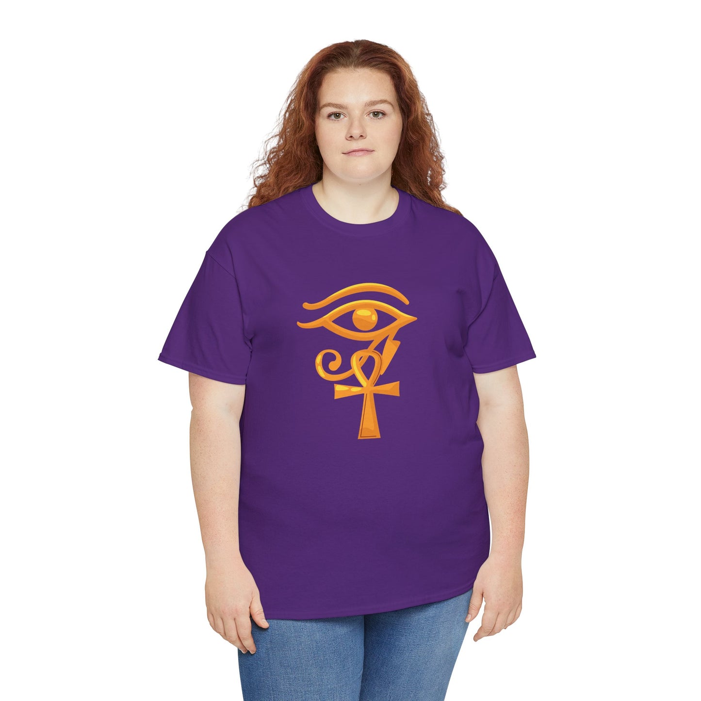 Unisex Heavy Cotton Tee- Eye of Horus Ankh