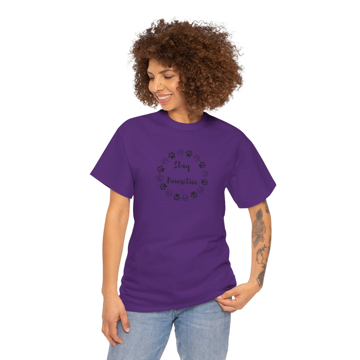 Unisex Heavy Cotton Tee- Stay Pawsitive