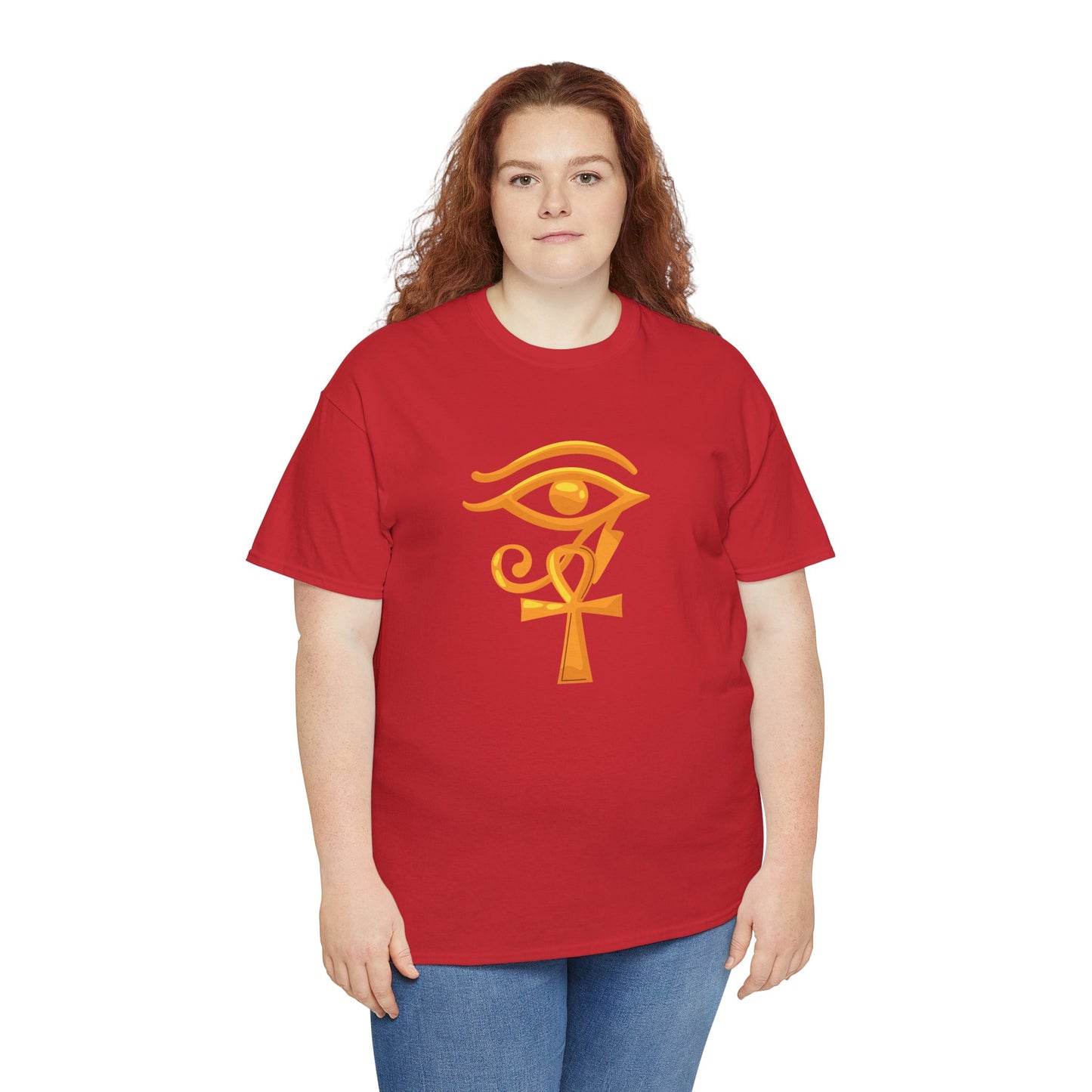 Unisex Heavy Cotton Tee- Eye of Horus Ankh