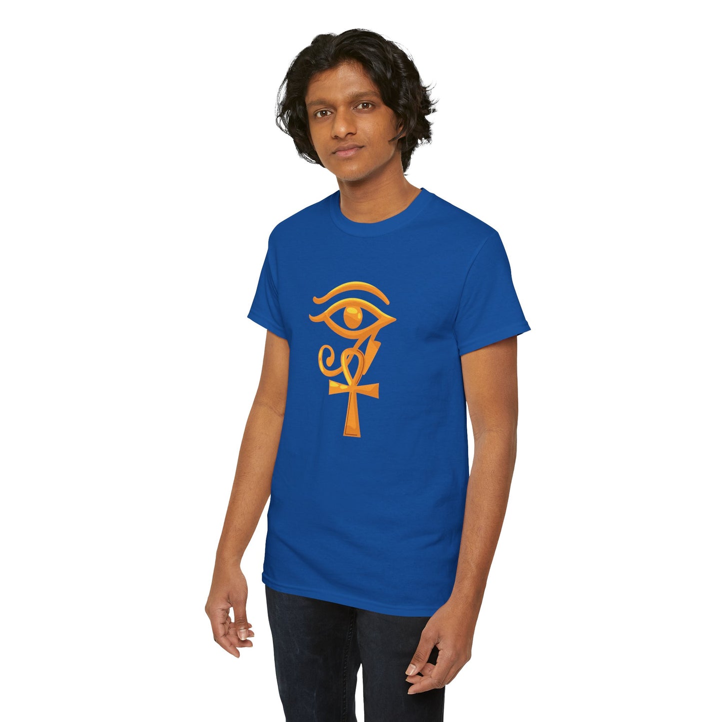 Unisex Heavy Cotton Tee- Eye of Horus Ankh