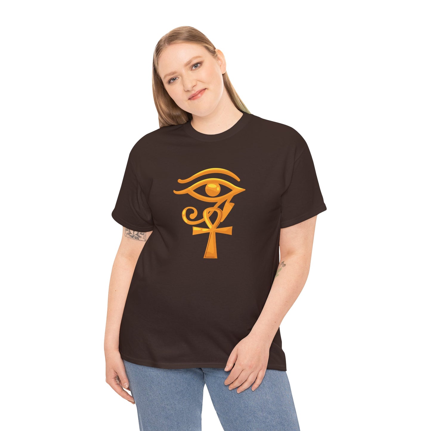 Unisex Heavy Cotton Tee- Eye of Horus Ankh