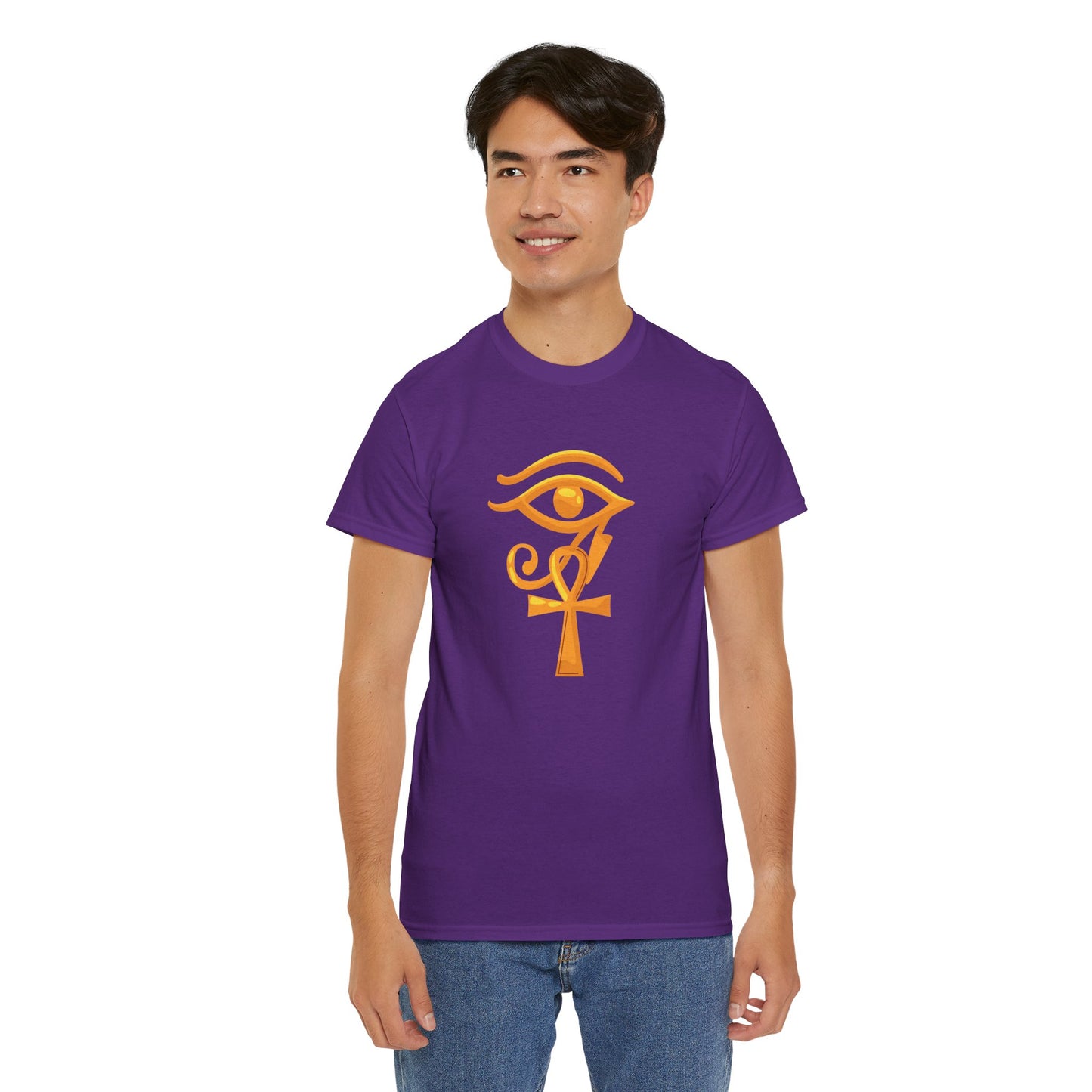 Unisex Heavy Cotton Tee- Eye of Horus Ankh