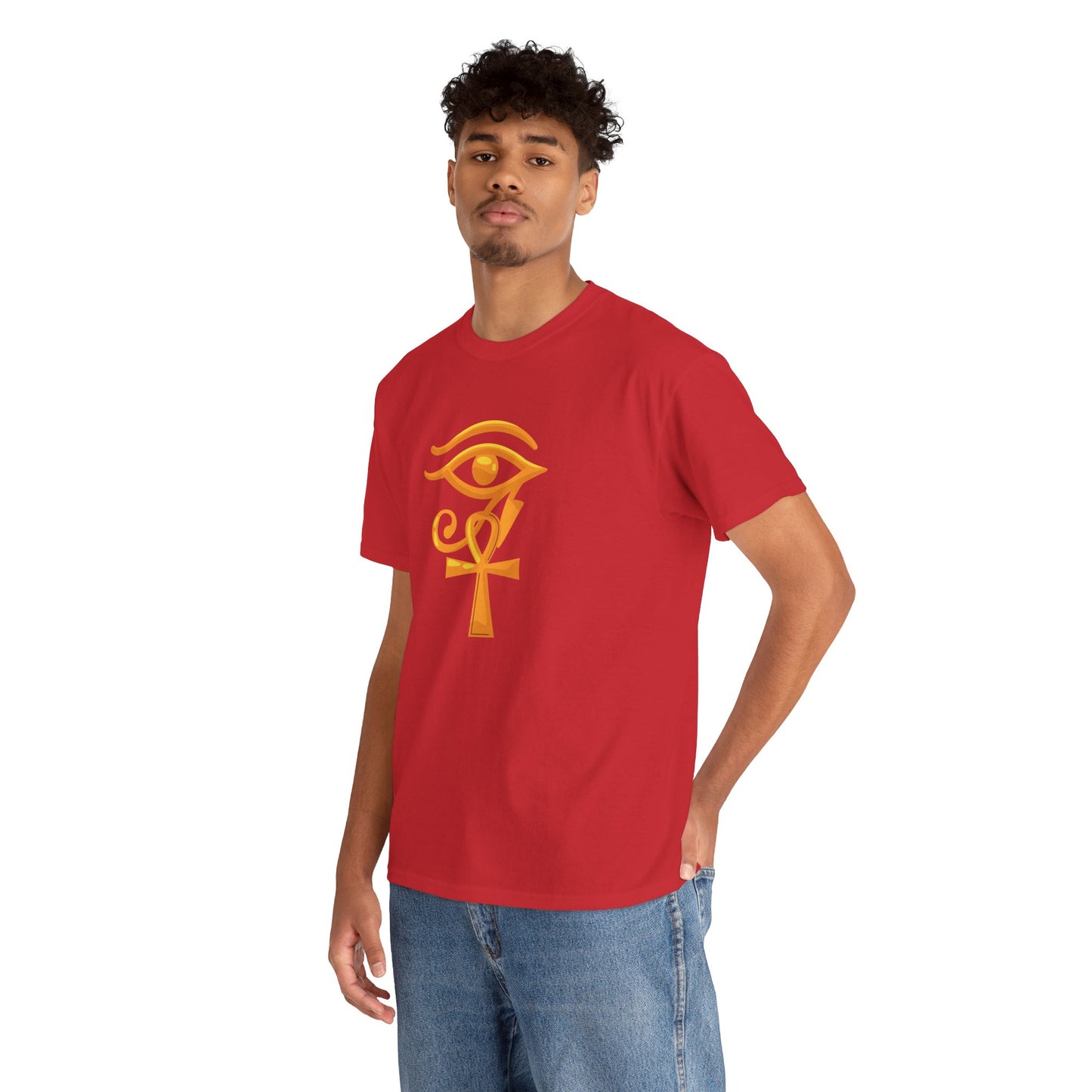 Unisex Heavy Cotton Tee- Eye of Horus Ankh