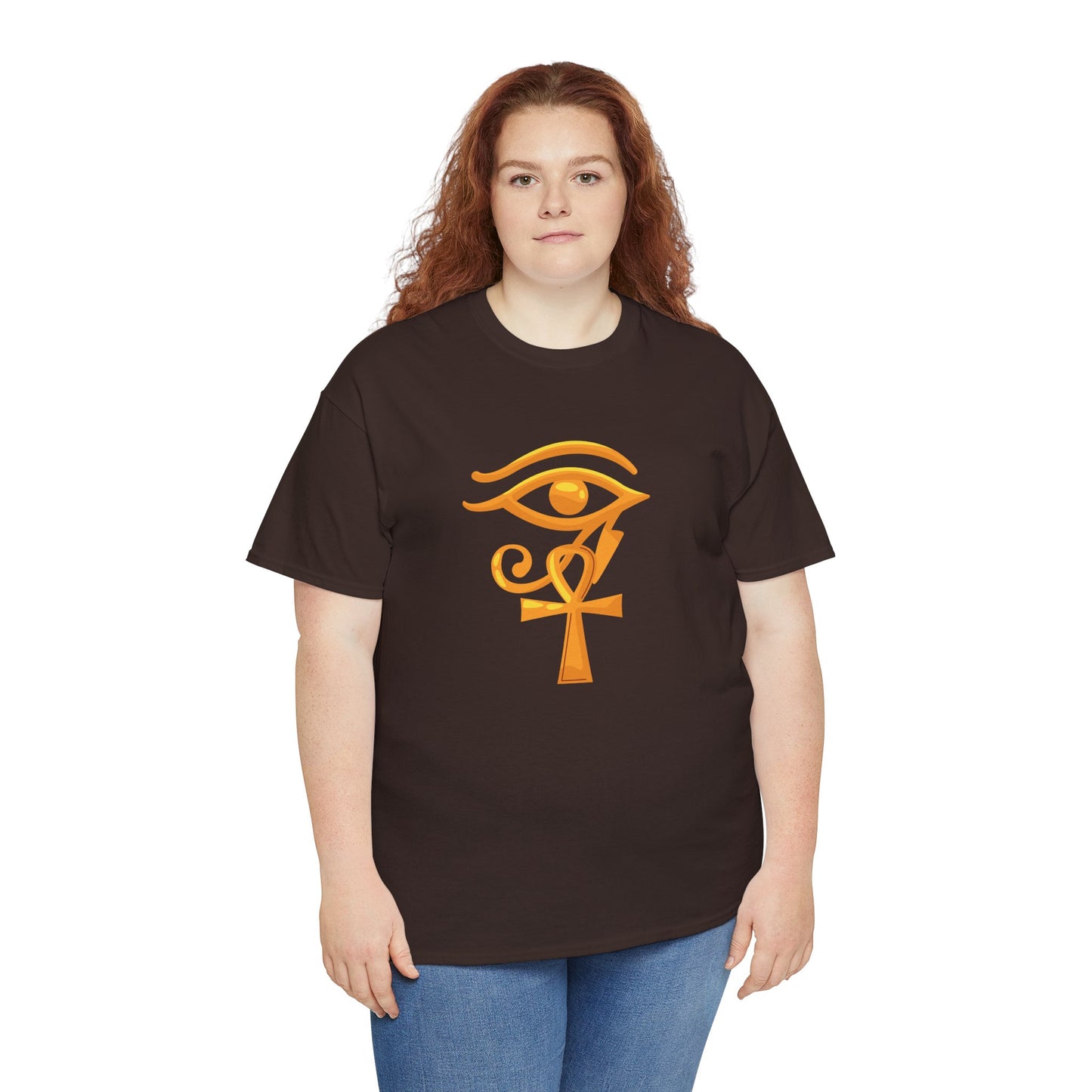 Unisex Heavy Cotton Tee- Eye of Horus Ankh