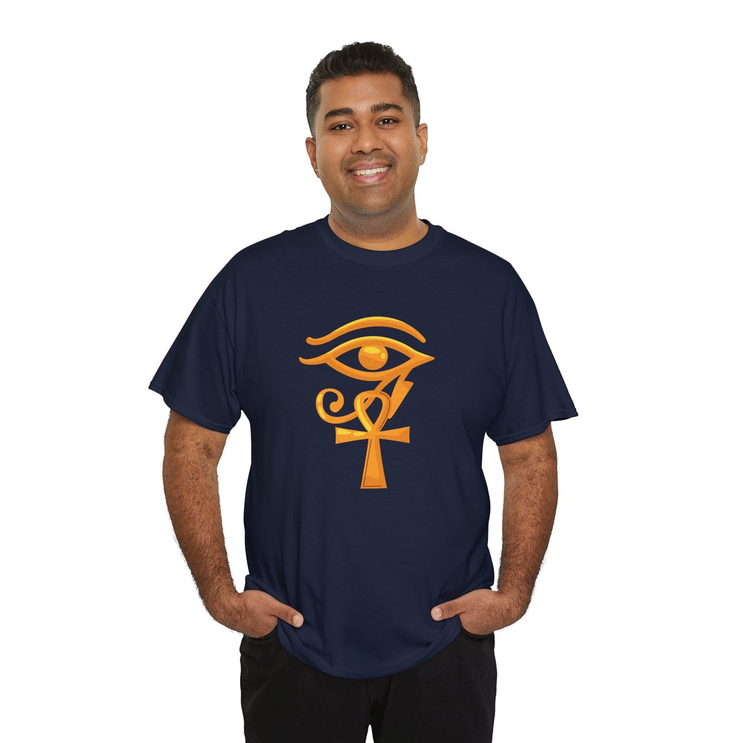 Unisex Heavy Cotton Tee- Eye of Horus Ankh