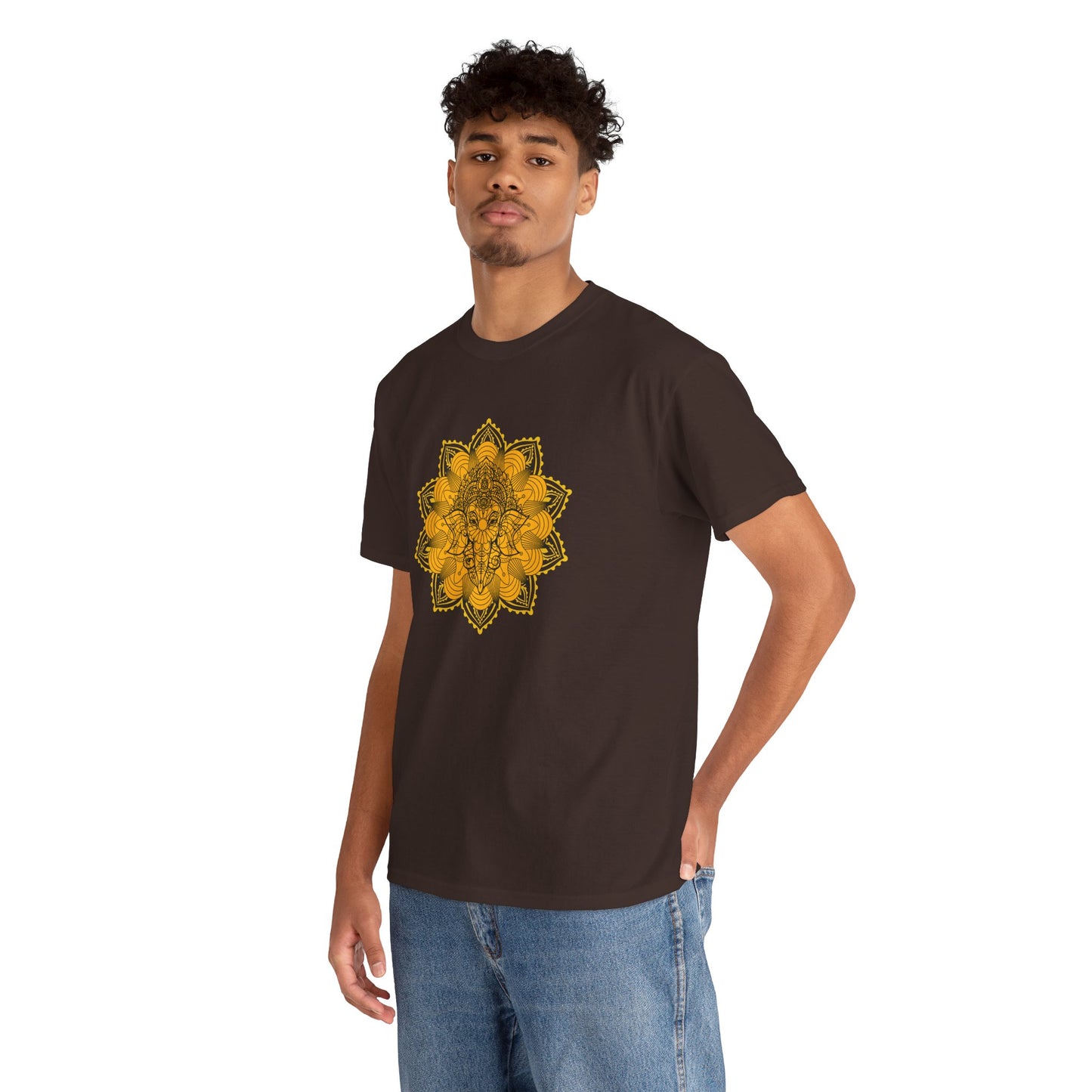 Unisex Heavy Cotton Tee-Ganesha Mandala