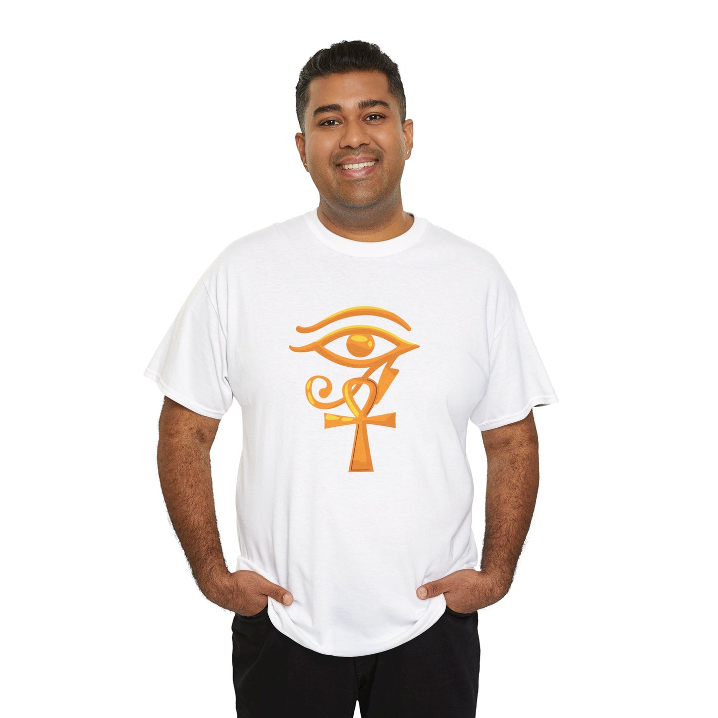 Unisex Heavy Cotton Tee- Eye of Horus Ankh