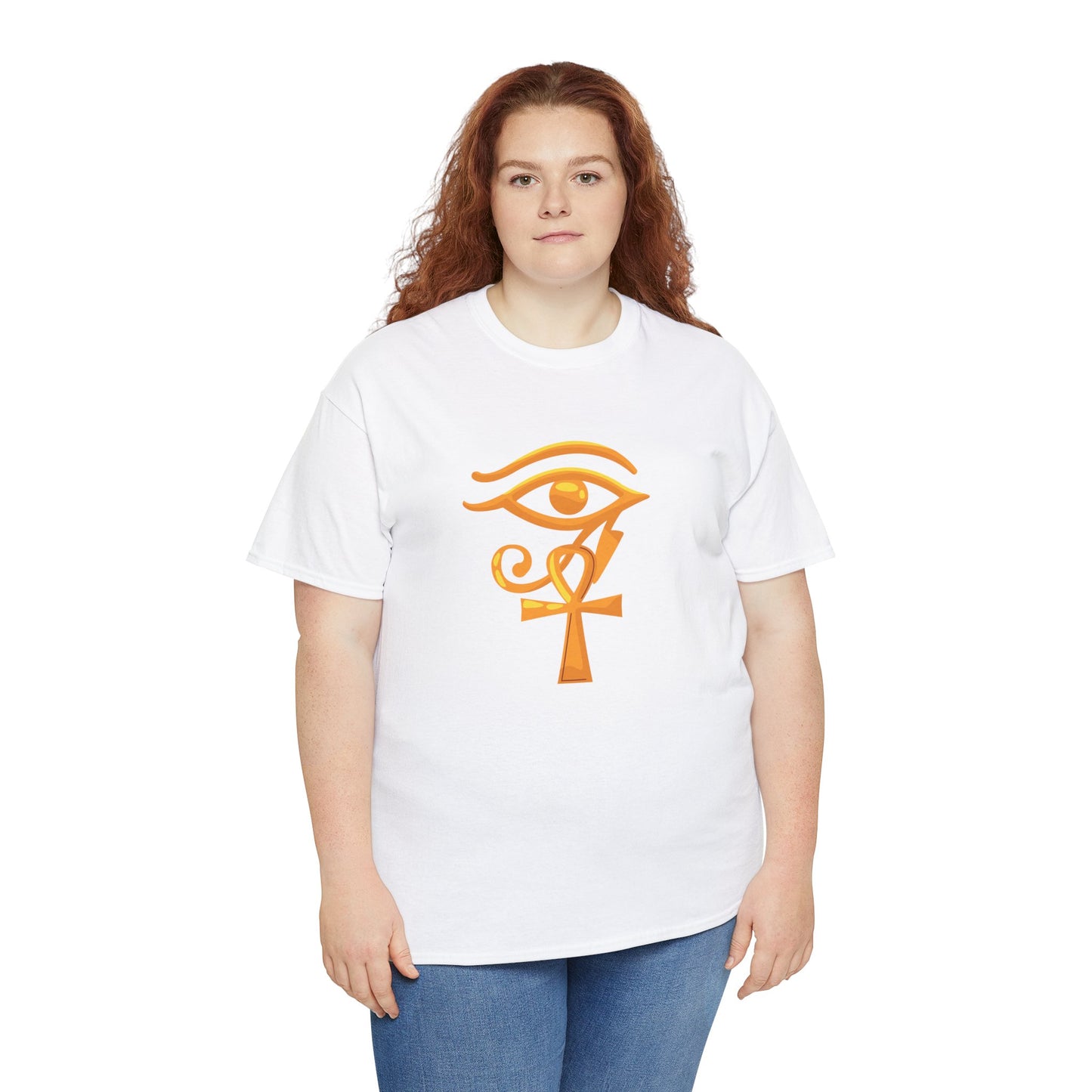 Unisex Heavy Cotton Tee- Eye of Horus Ankh