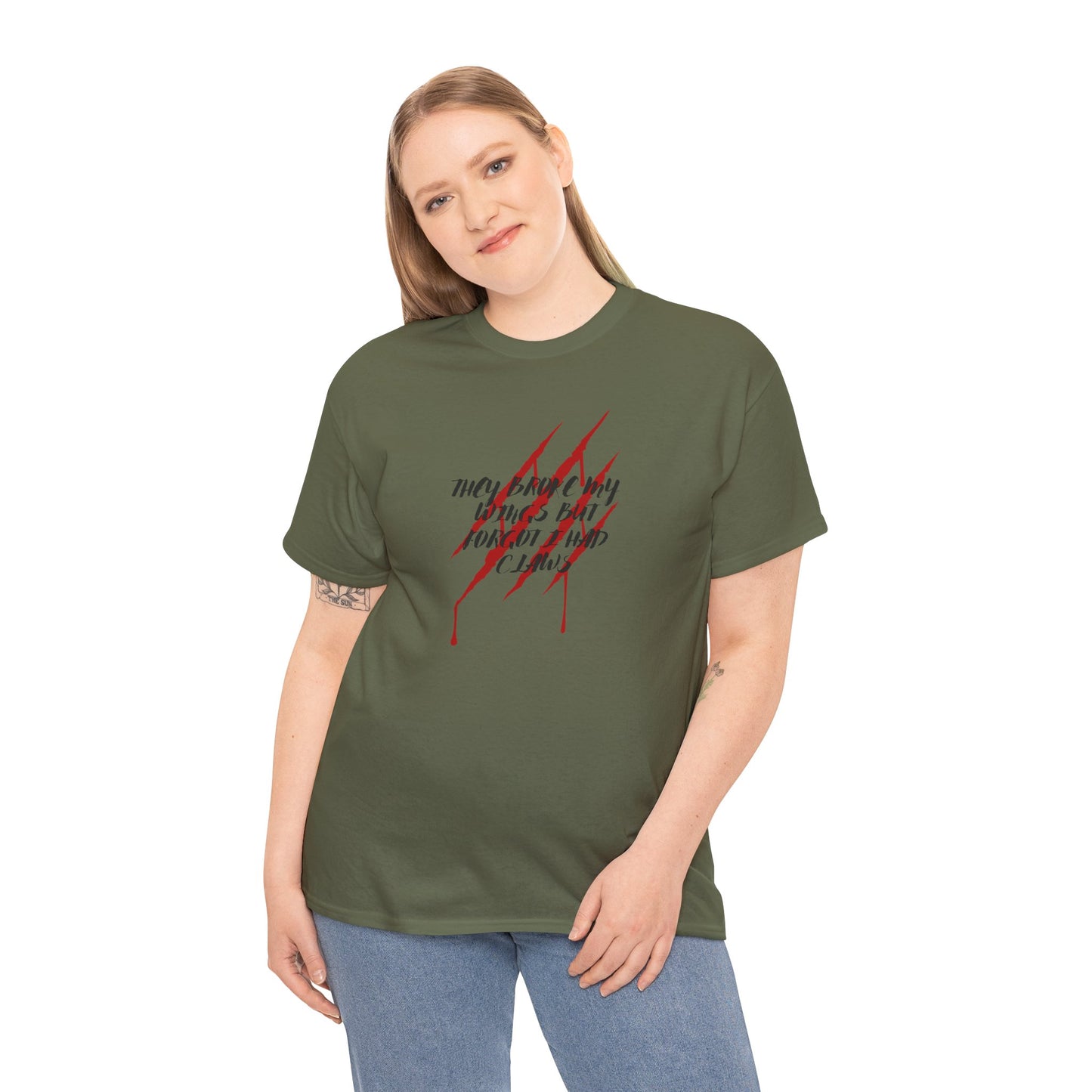 Unisex Heavy Cotton Tee- Broken Wings Claws