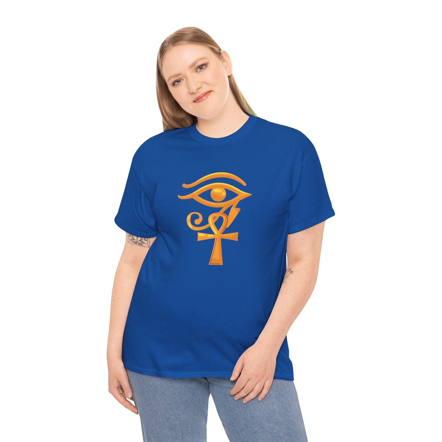 Unisex Heavy Cotton Tee- Eye of Horus Ankh