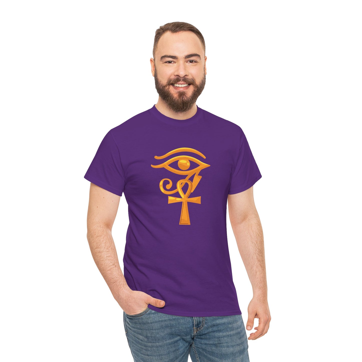 Unisex Heavy Cotton Tee- Eye of Horus Ankh