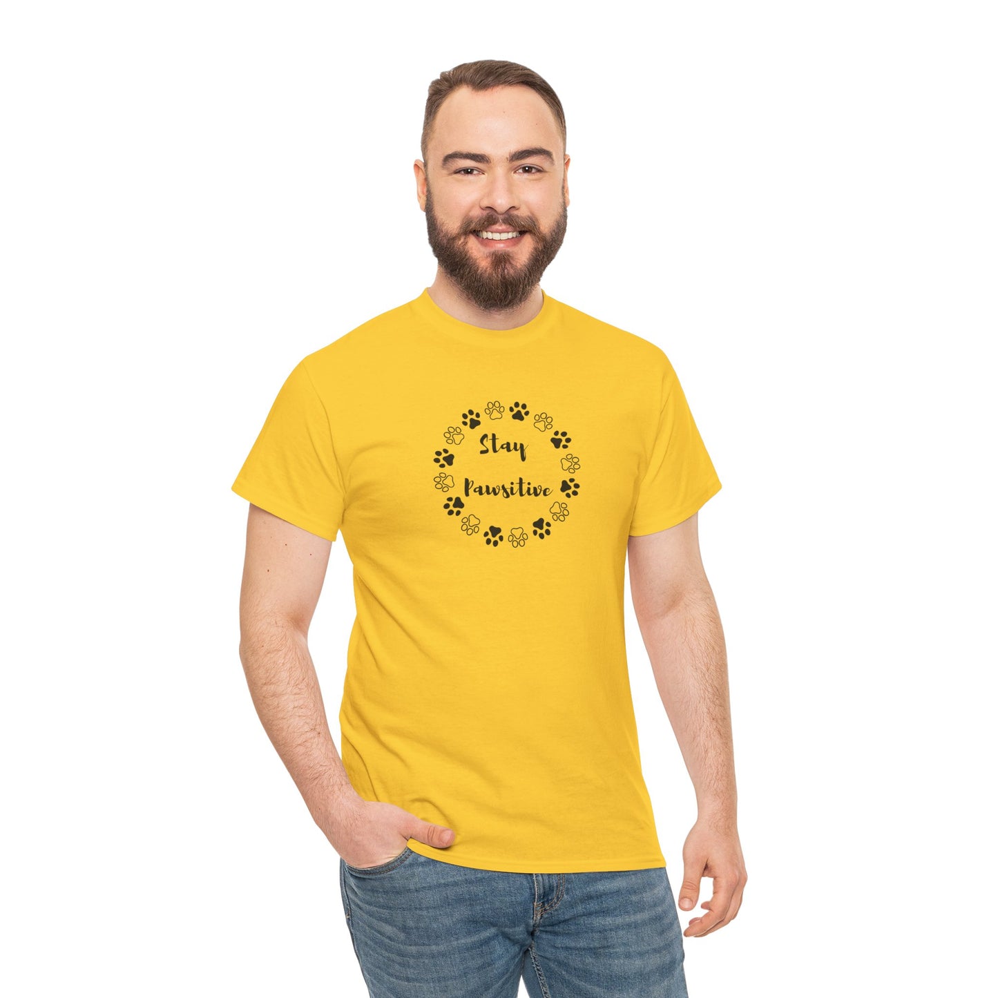 Unisex Heavy Cotton Tee- Stay Pawsitive
