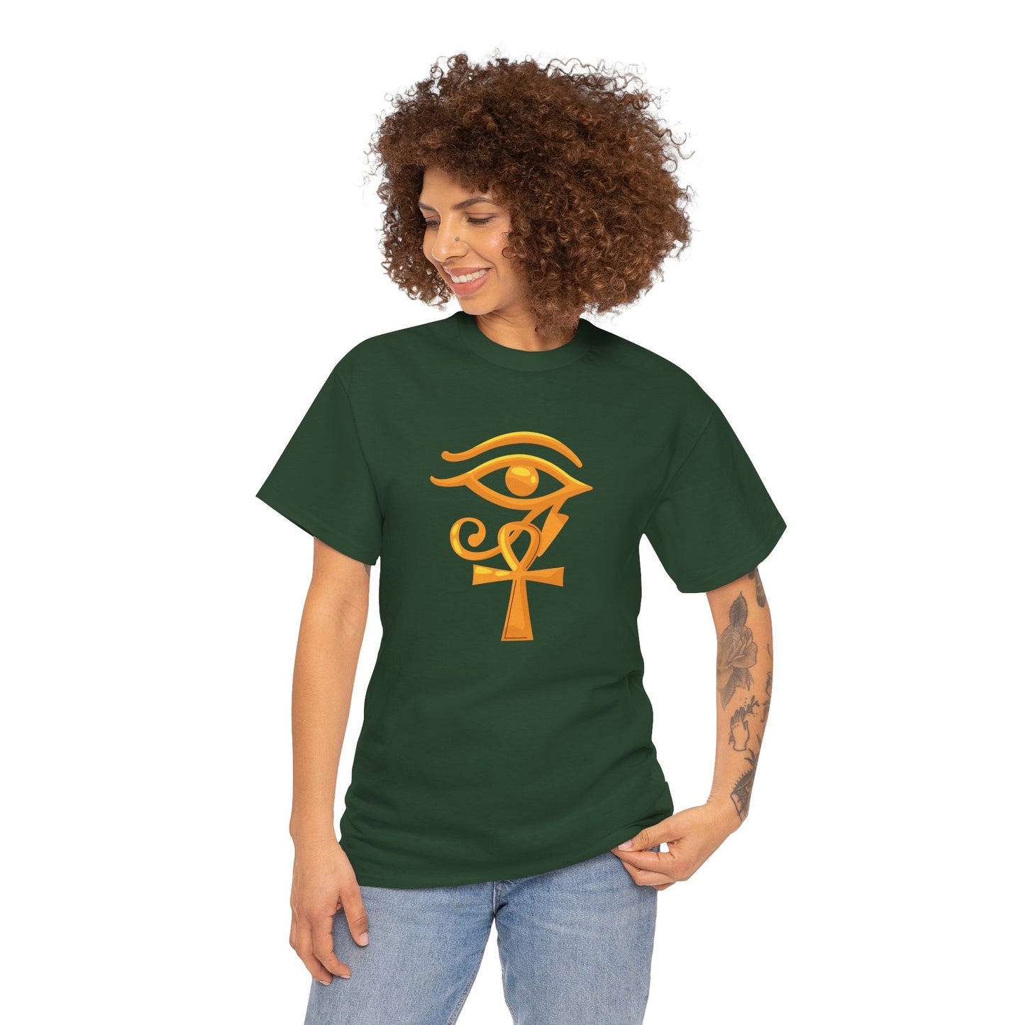 Unisex Heavy Cotton Tee- Eye of Horus Ankh