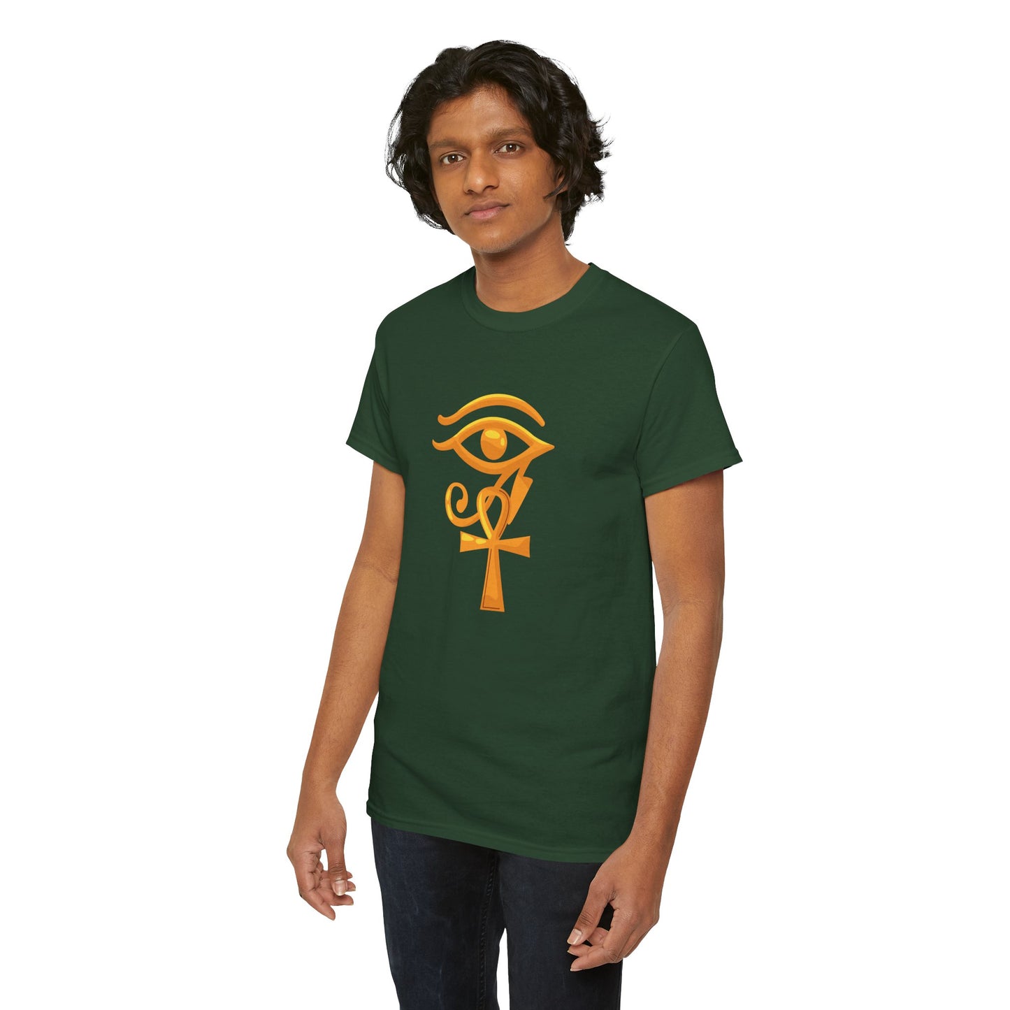 Unisex Heavy Cotton Tee- Eye of Horus Ankh