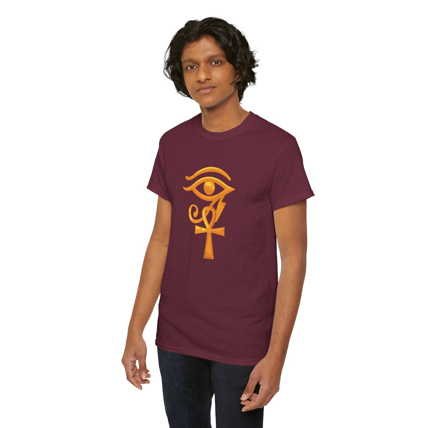 Unisex Heavy Cotton Tee- Eye of Horus Ankh