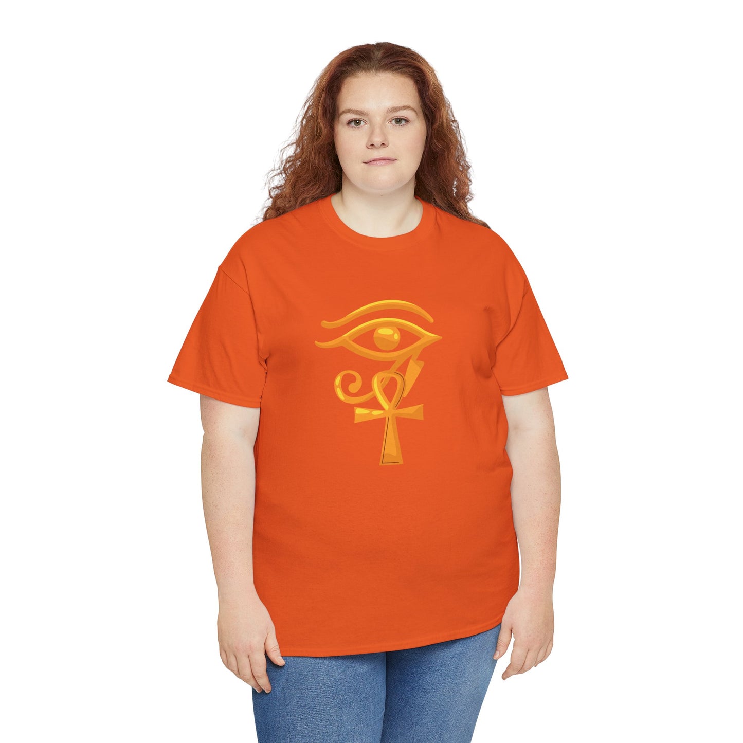 Unisex Heavy Cotton Tee- Eye of Horus Ankh
