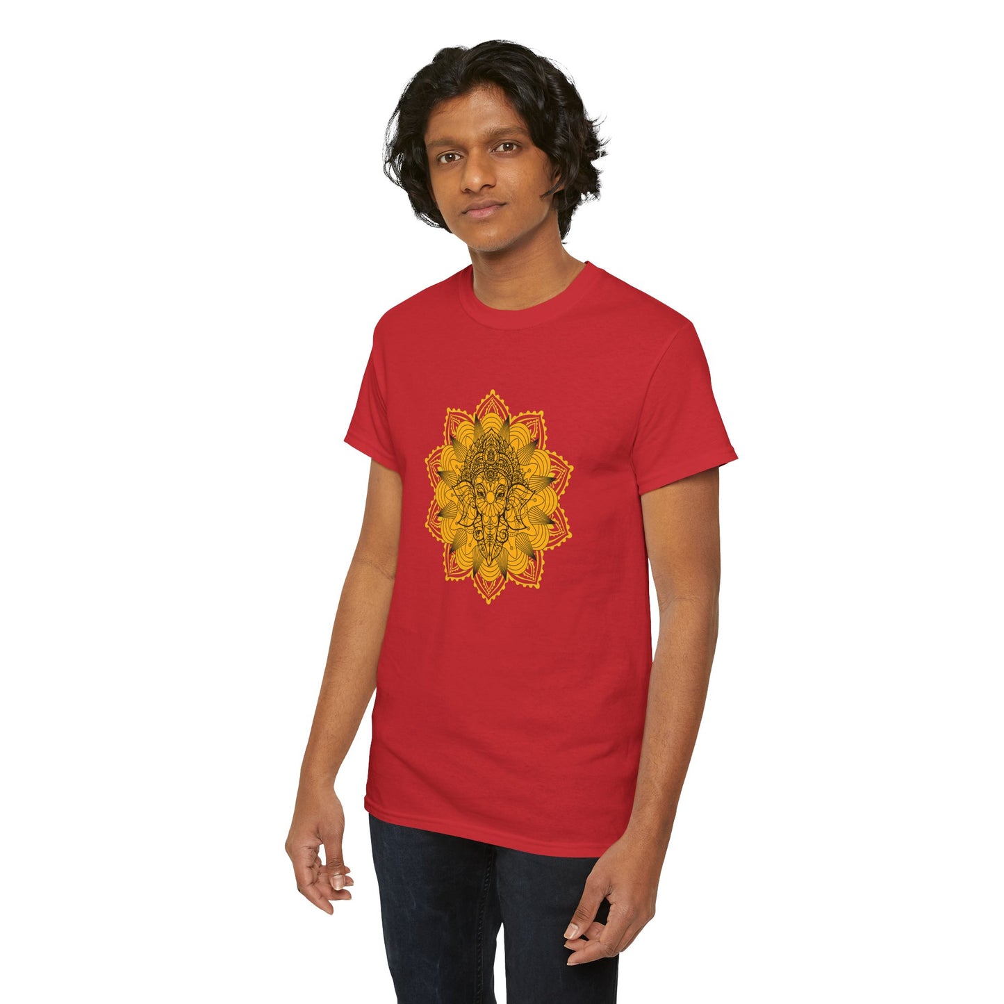 Unisex Heavy Cotton Tee-Ganesha Mandala