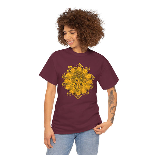 Unisex Heavy Cotton Tee-Ganesha Mandala