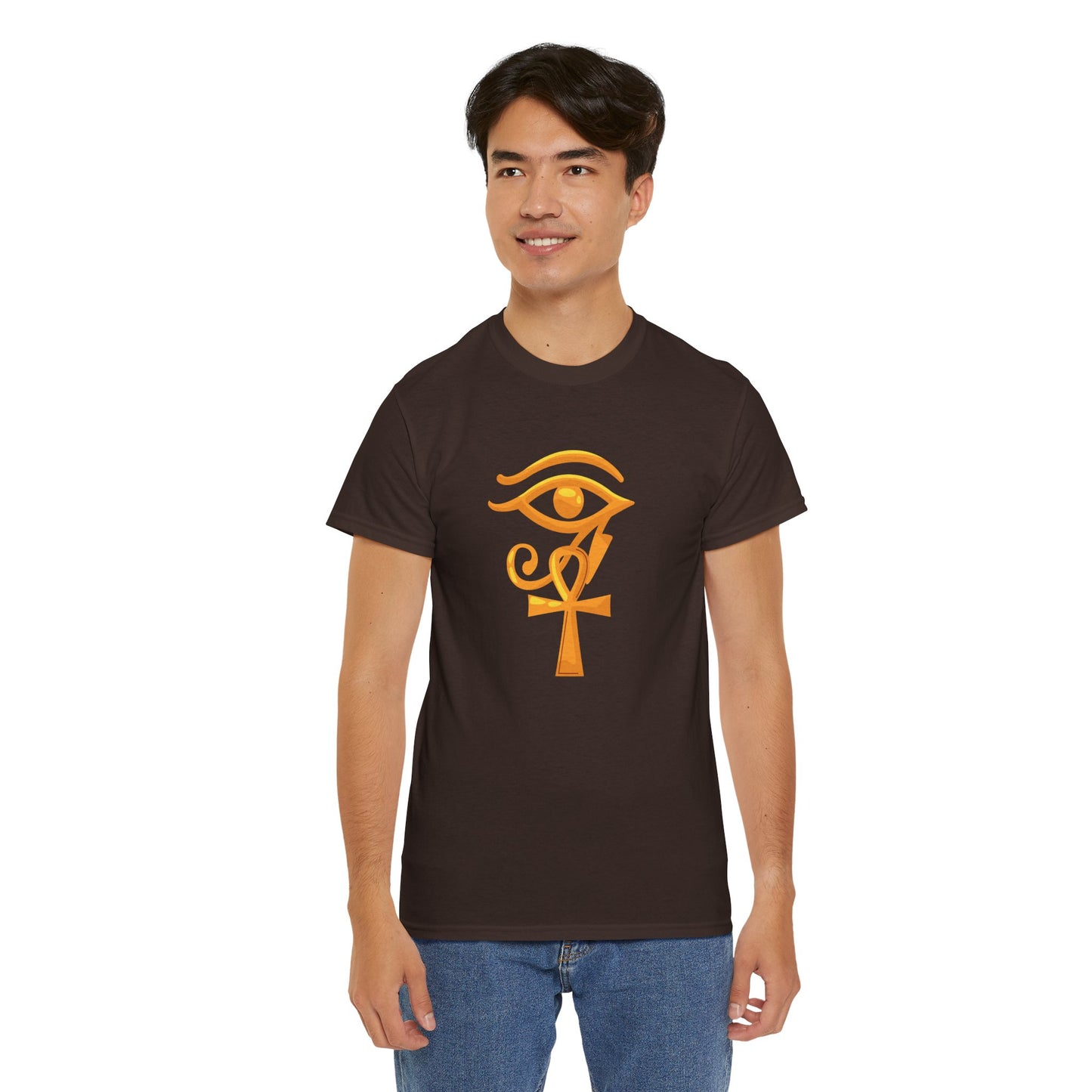 Unisex Heavy Cotton Tee- Eye of Horus Ankh