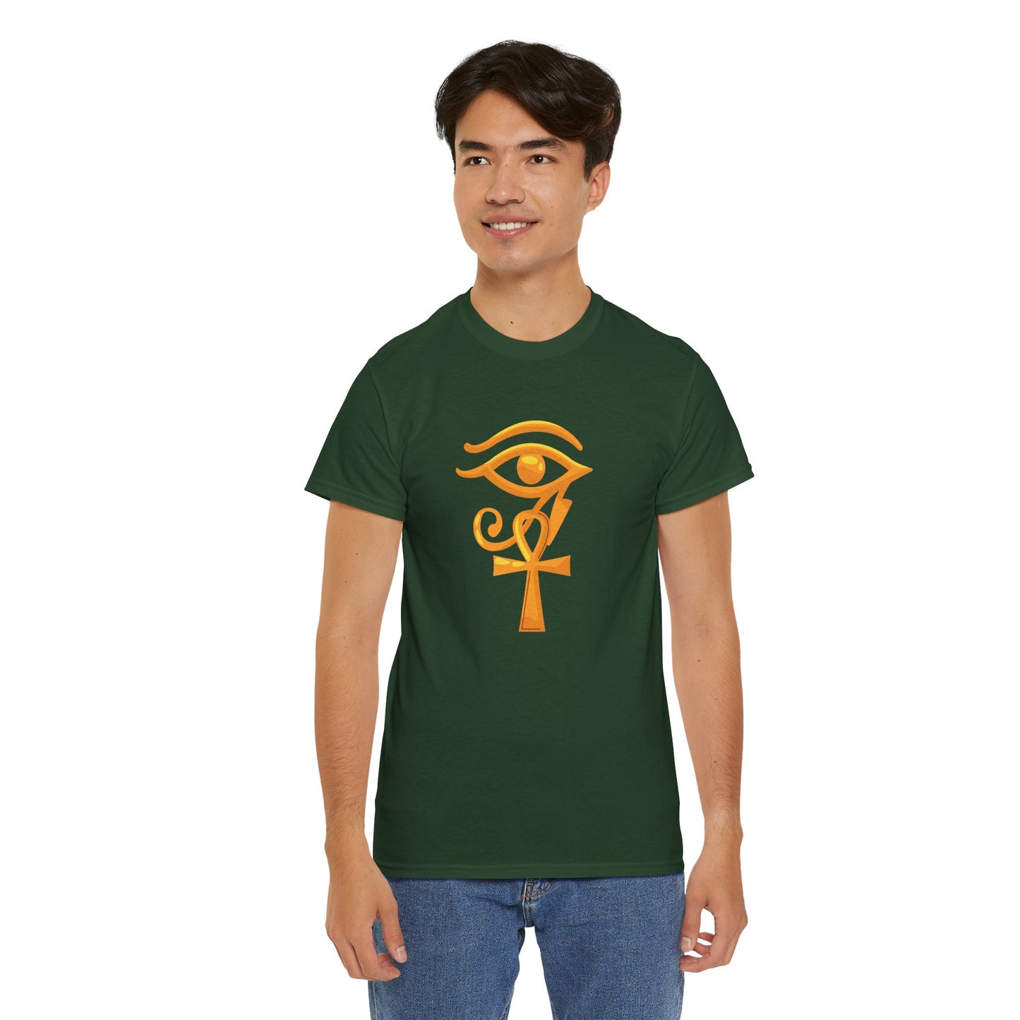 Unisex Heavy Cotton Tee- Eye of Horus Ankh