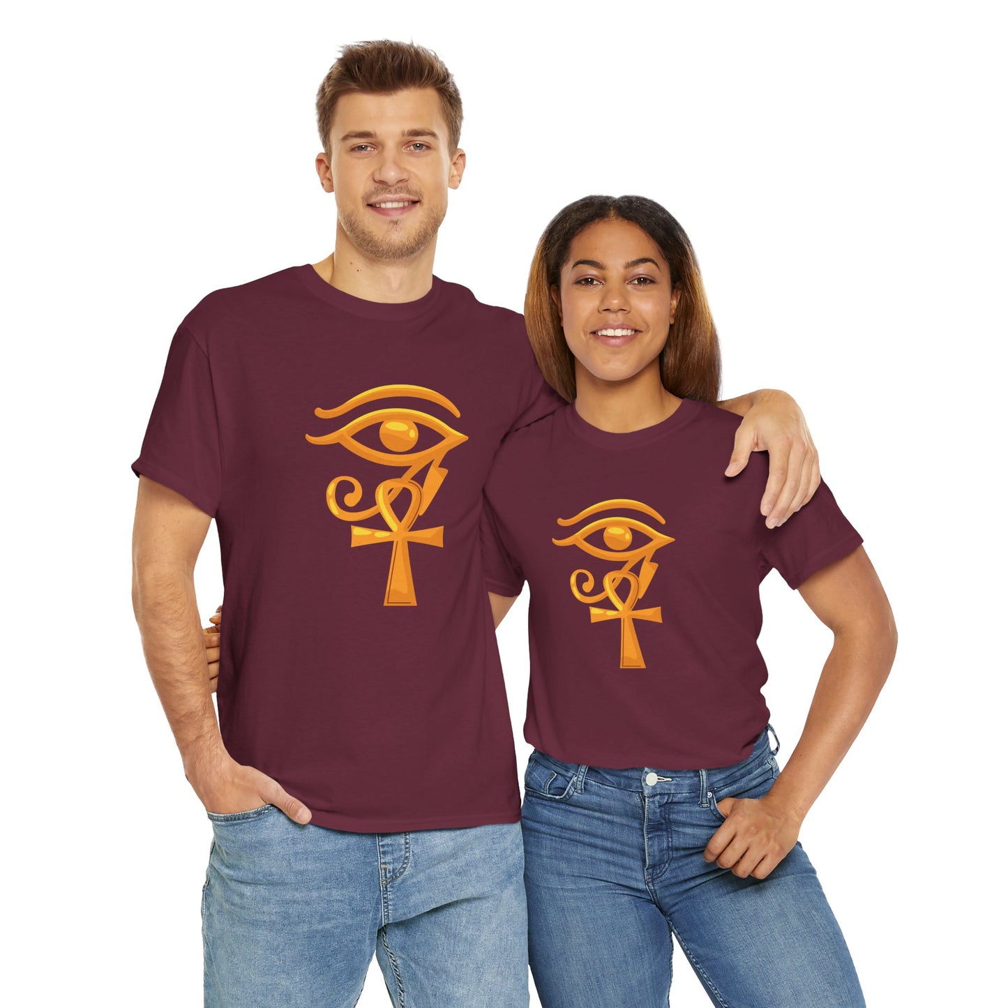 Unisex Heavy Cotton Tee- Eye of Horus Ankh